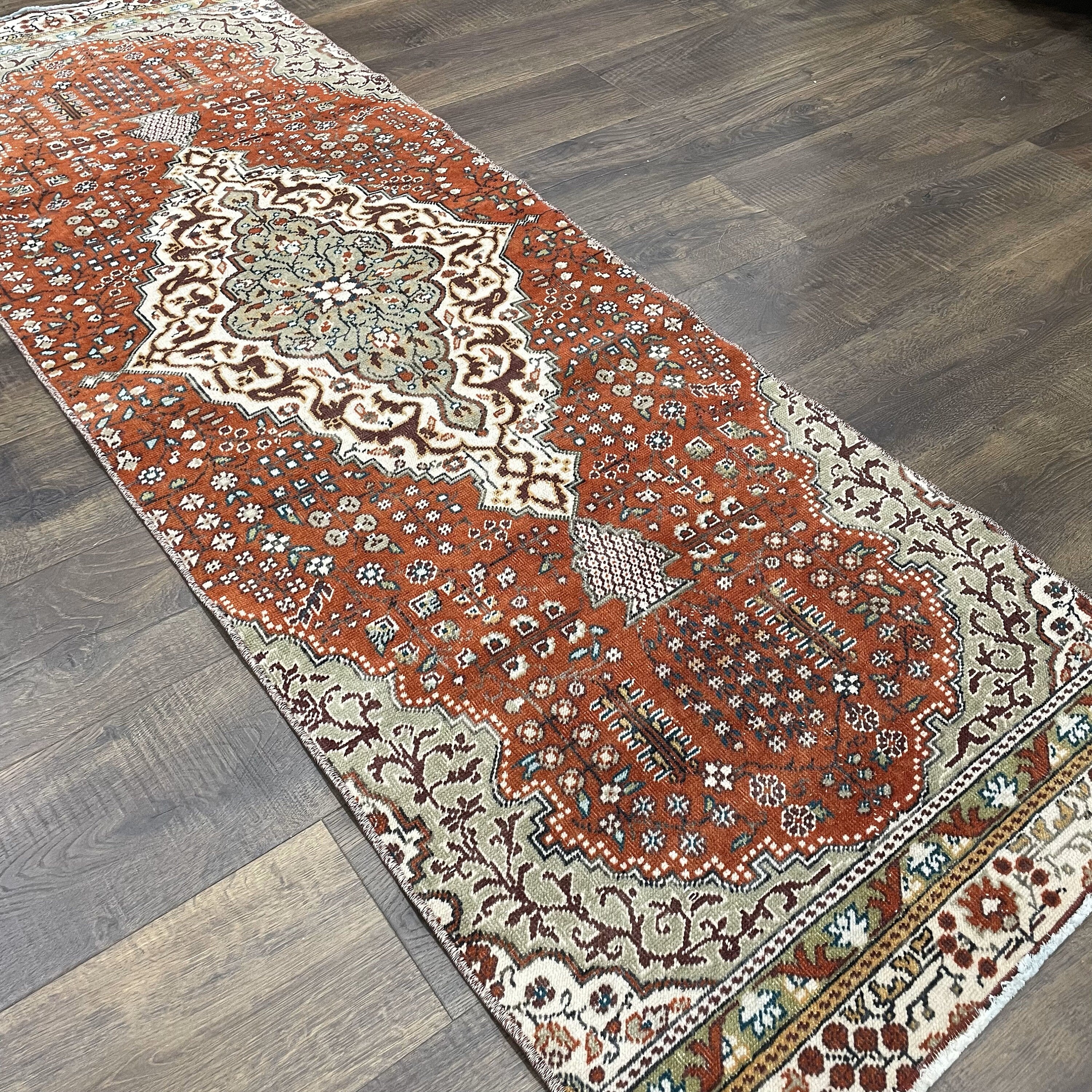 6.5 Ft Turkish Wool Runner Rug: Hand-Knotted Tribal Design