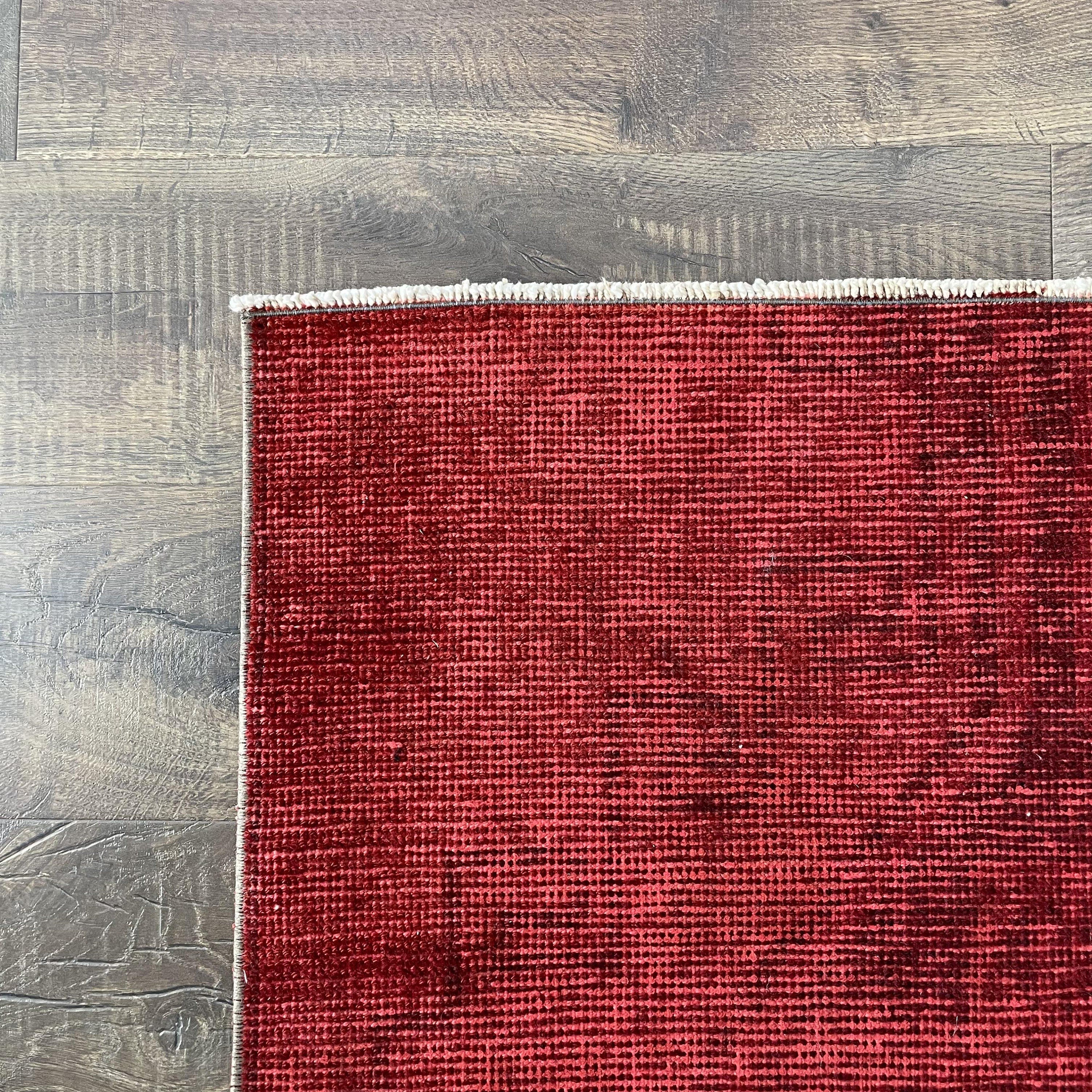 Hand-Knotted Over-Dyed Red Turkish Wool Runner Rug (3x7)