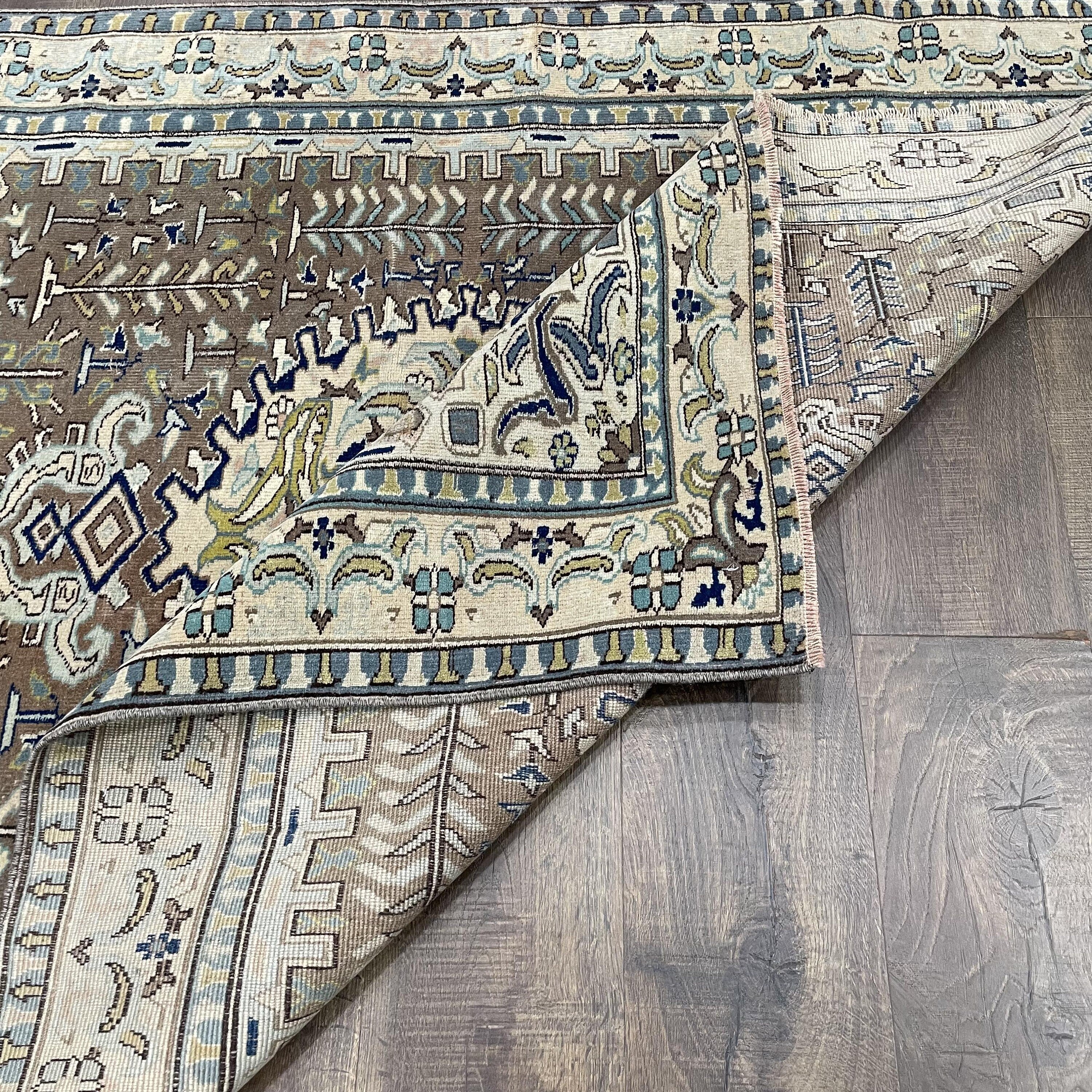 Hand-Knotted Turkish Area Rug: Vintage Anatolian Gray Taupe Wool (4’2”x5’4”)