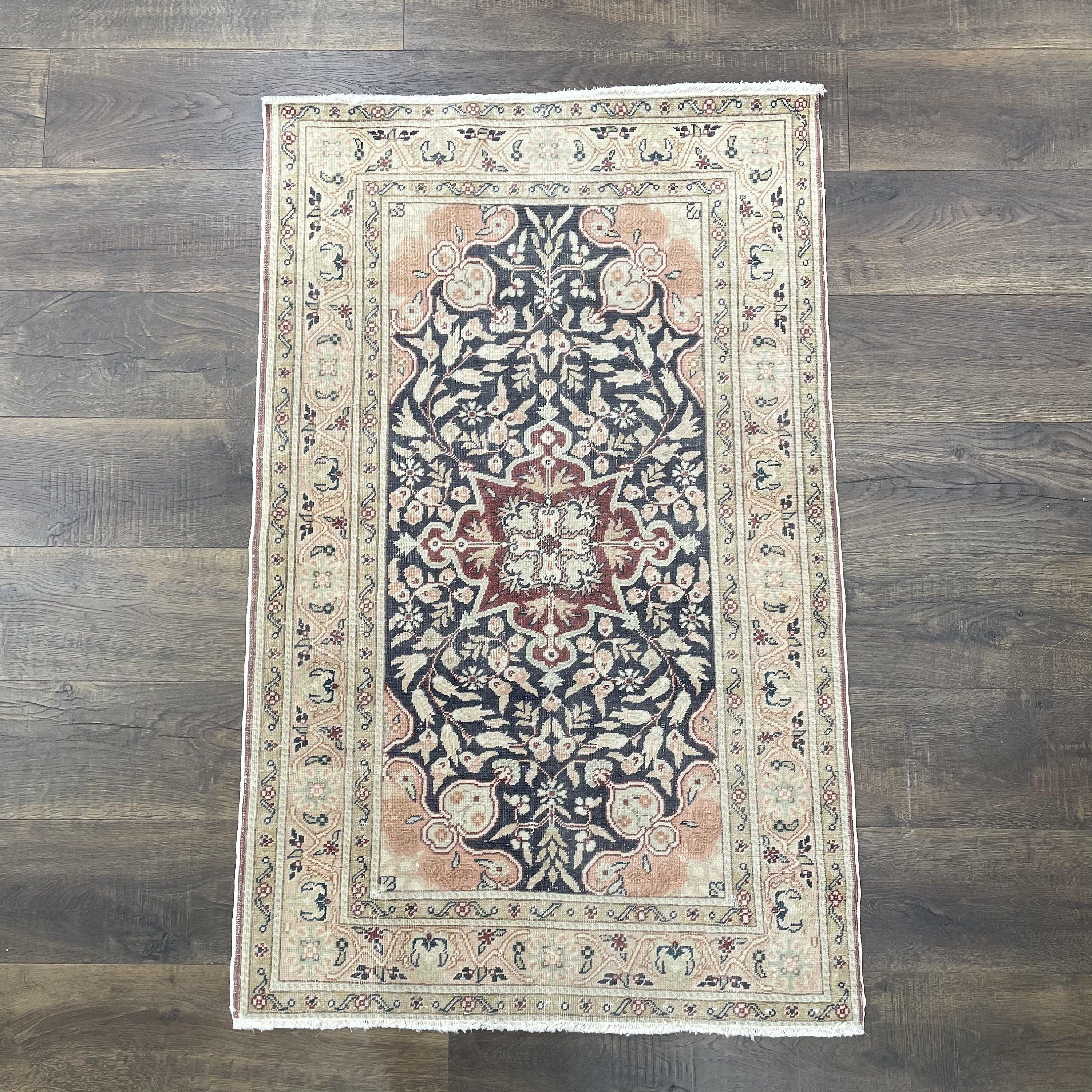 Hand-Knotted Wool Rug: Vintage Turkish Oriental 3x5