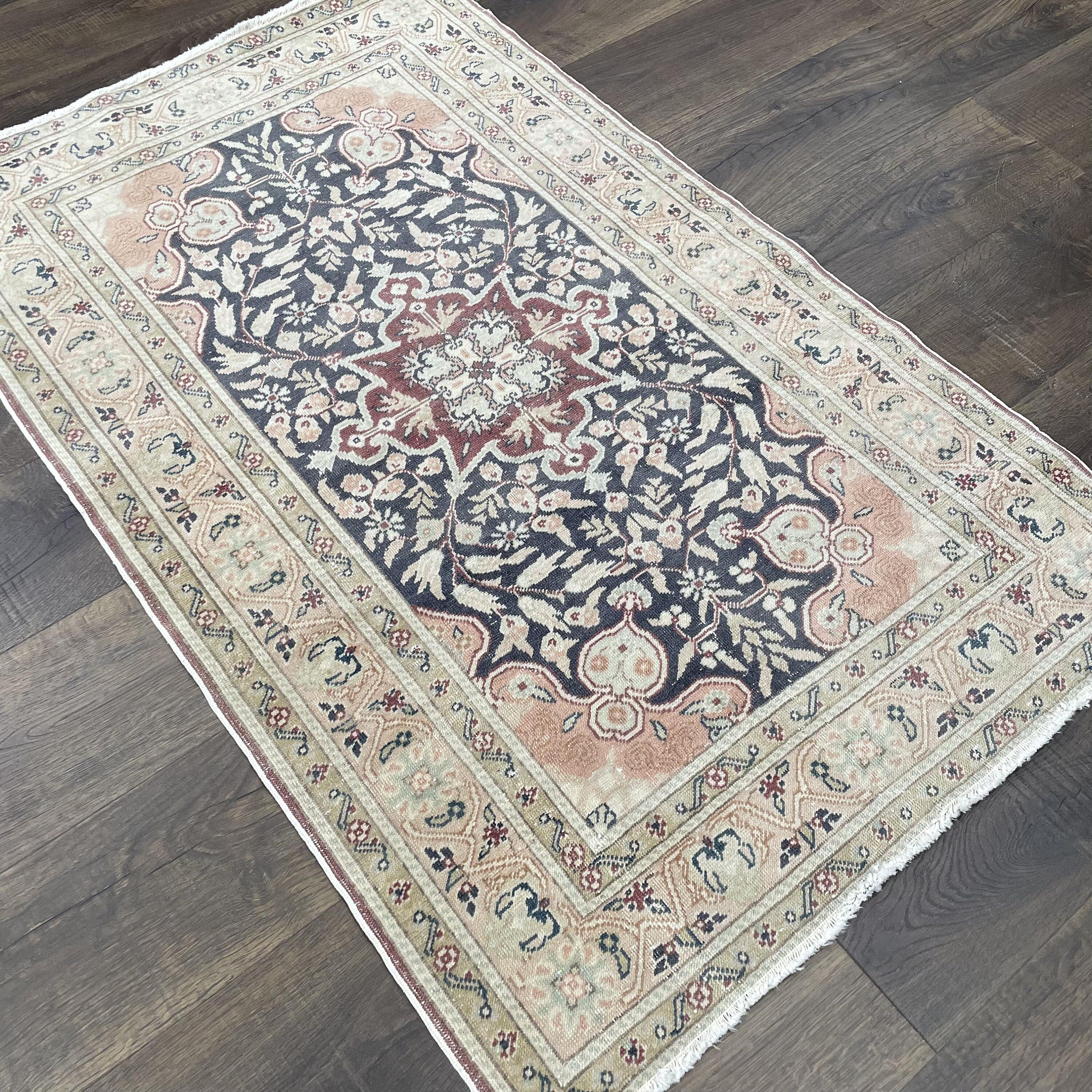 Hand-Knotted Wool Rug: Vintage Turkish Oriental 3x5