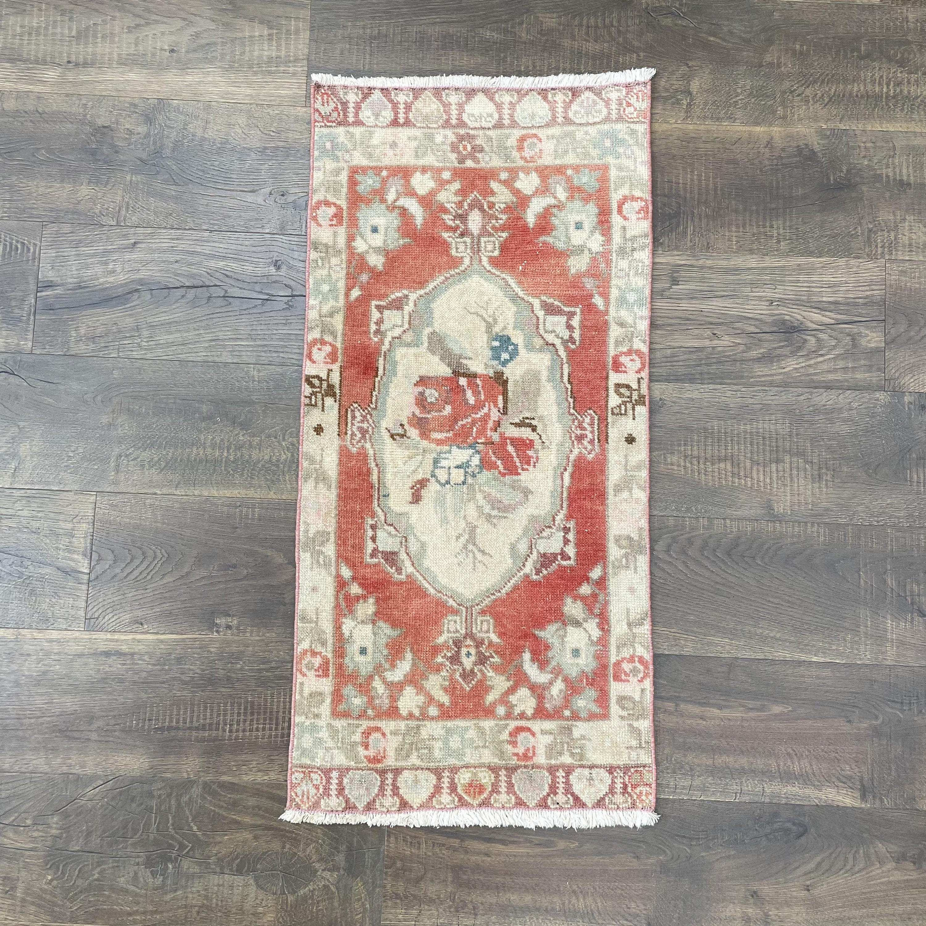 Vintage Turkish Wool Rug: 2x3.5 Hand Knotted Cappadocia Pastel Rug