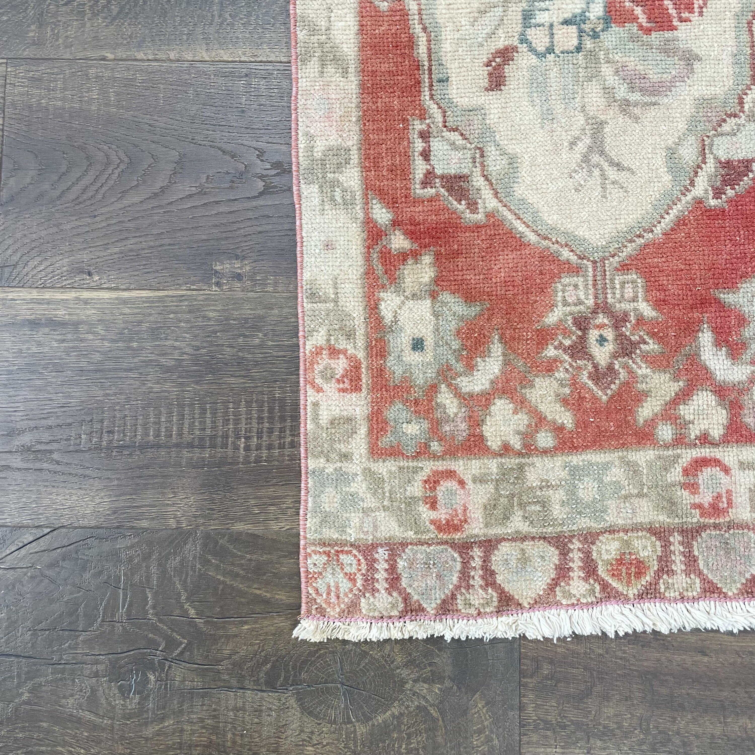 Vintage Turkish Wool Rug: 2x3.5 Hand Knotted Cappadocia Pastel Rug