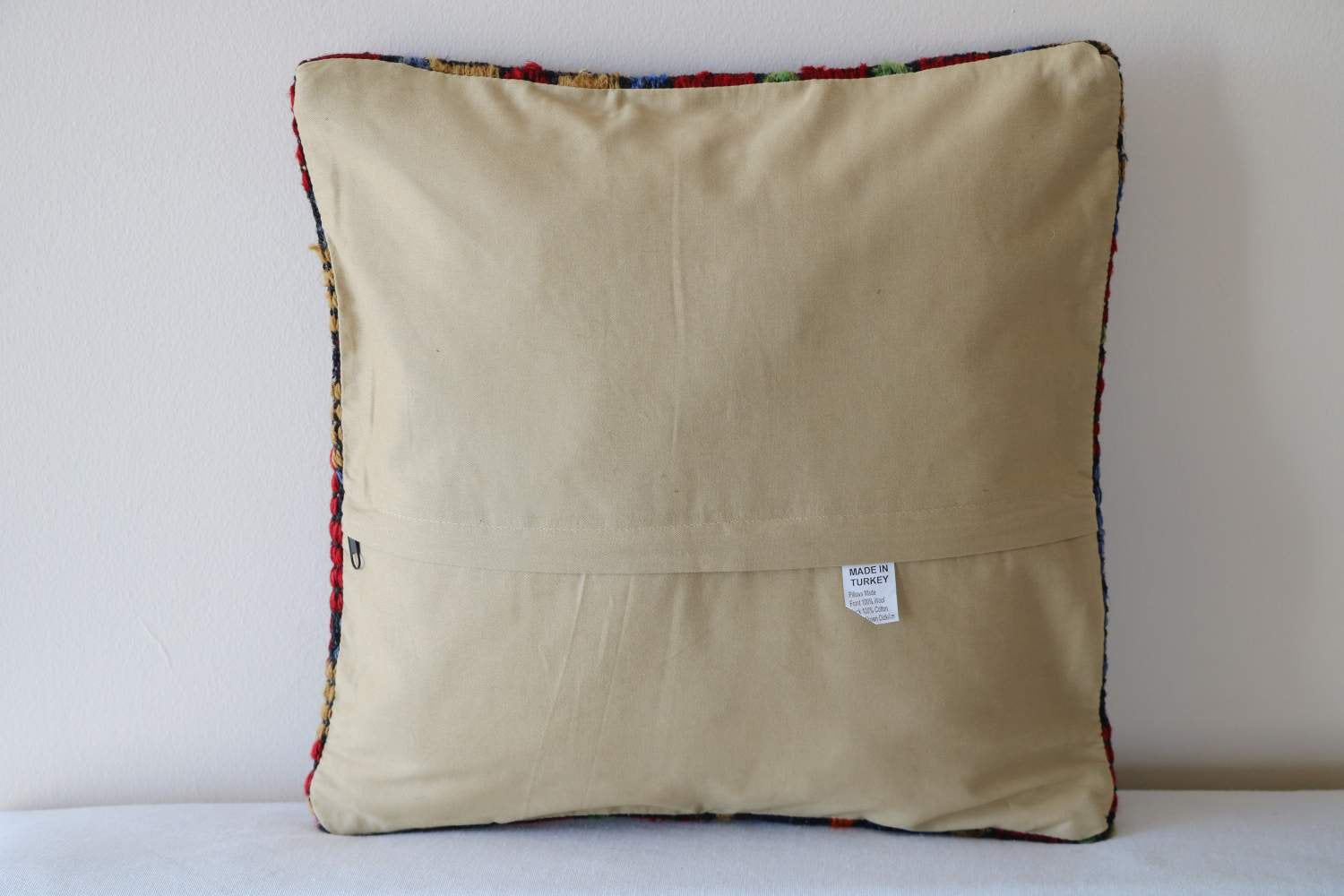 Handmade Turkish Kilim Pillow Cover: Vintage Wool Cotton, 16x16