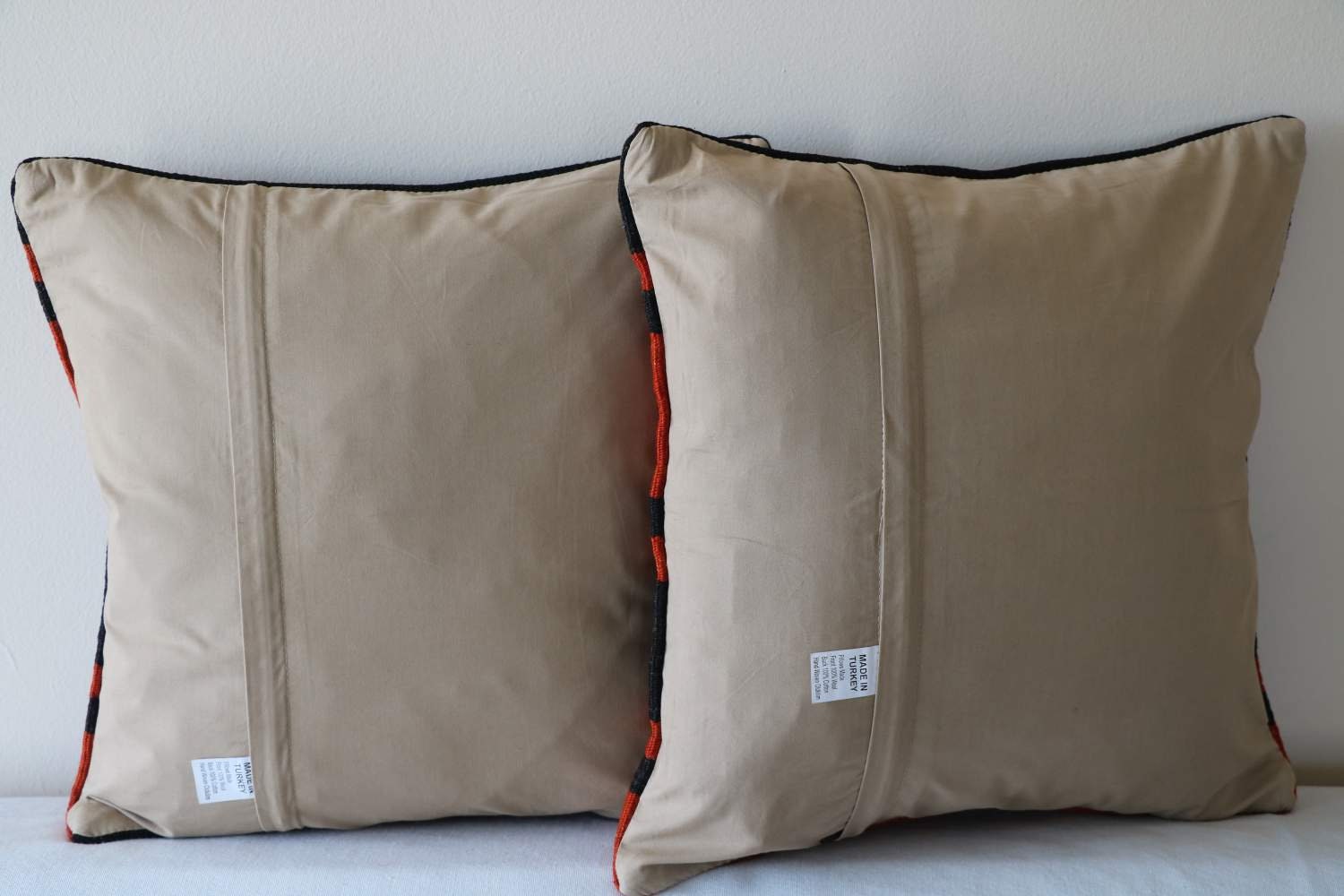 Vintage Kilim Pillow Covers (Set of 2): Striped Wool Pillowcases 16x16