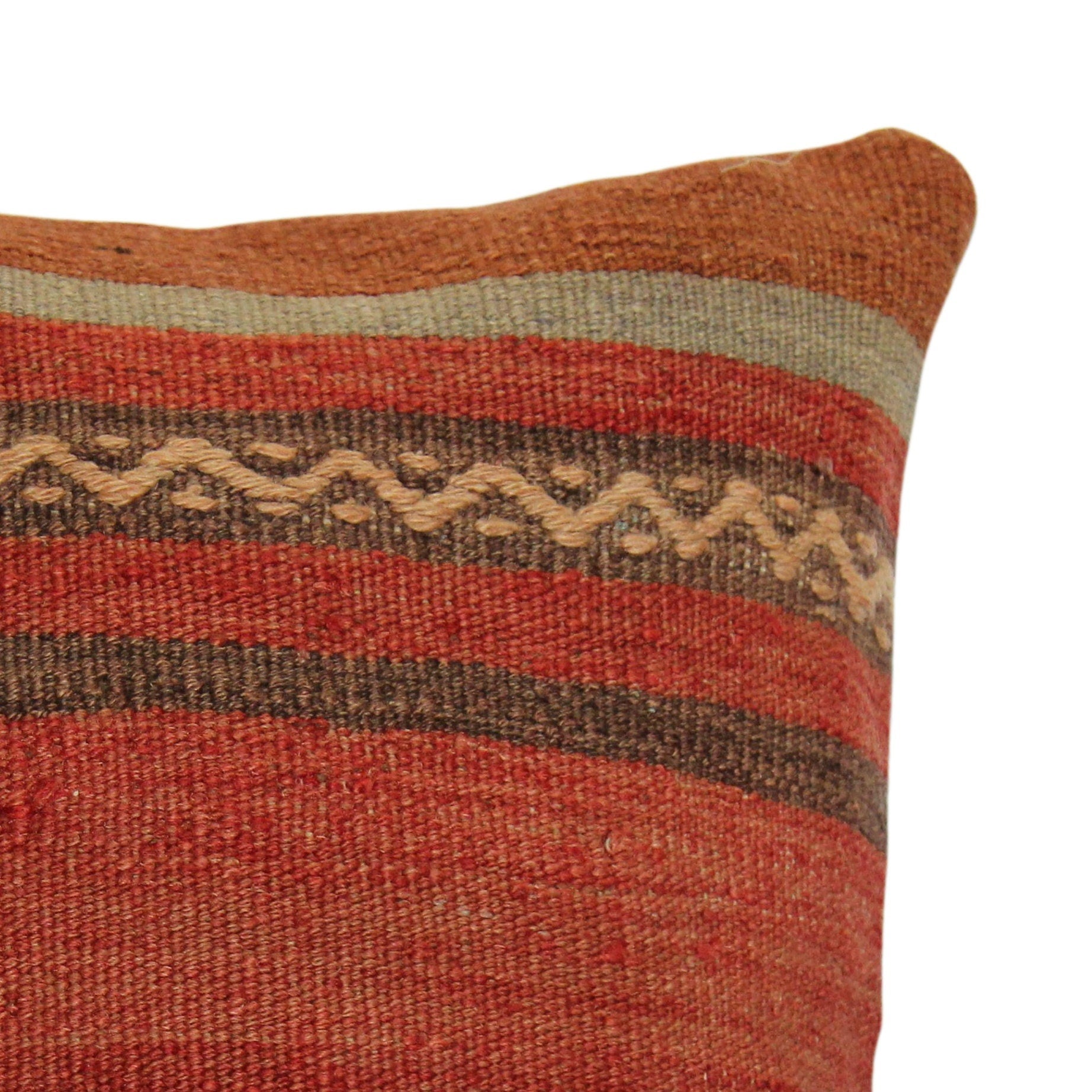 Vintage Kilim Pillow Cover: Boho Chic Wool Pillowcase (16x16 Inches)