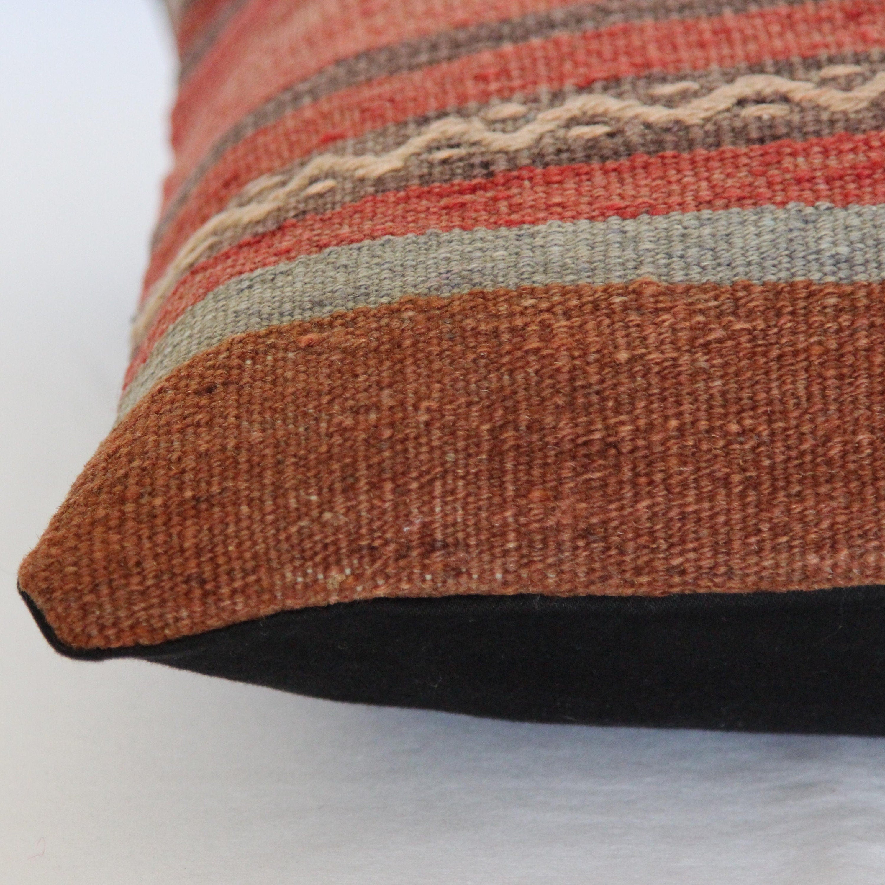 Vintage Kilim Pillow Cover: Boho Chic Wool Pillowcase (16x16 Inches)