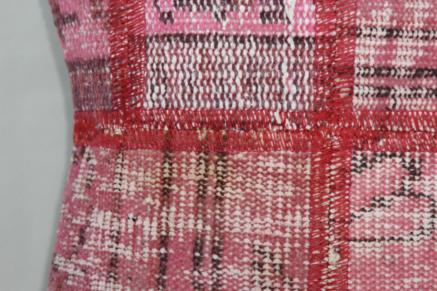 Pink Kilim Pillow Cover 16x16: Hand-Woven Turkish Wool Throw
