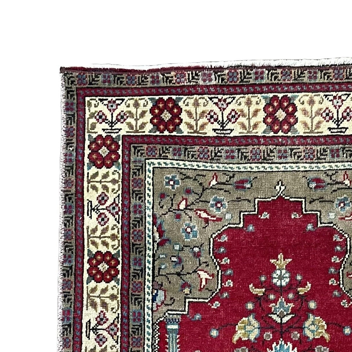 Hand-Knotted Turkish Wool Rug 2.3x3.6 ft: Vintage Floral Design