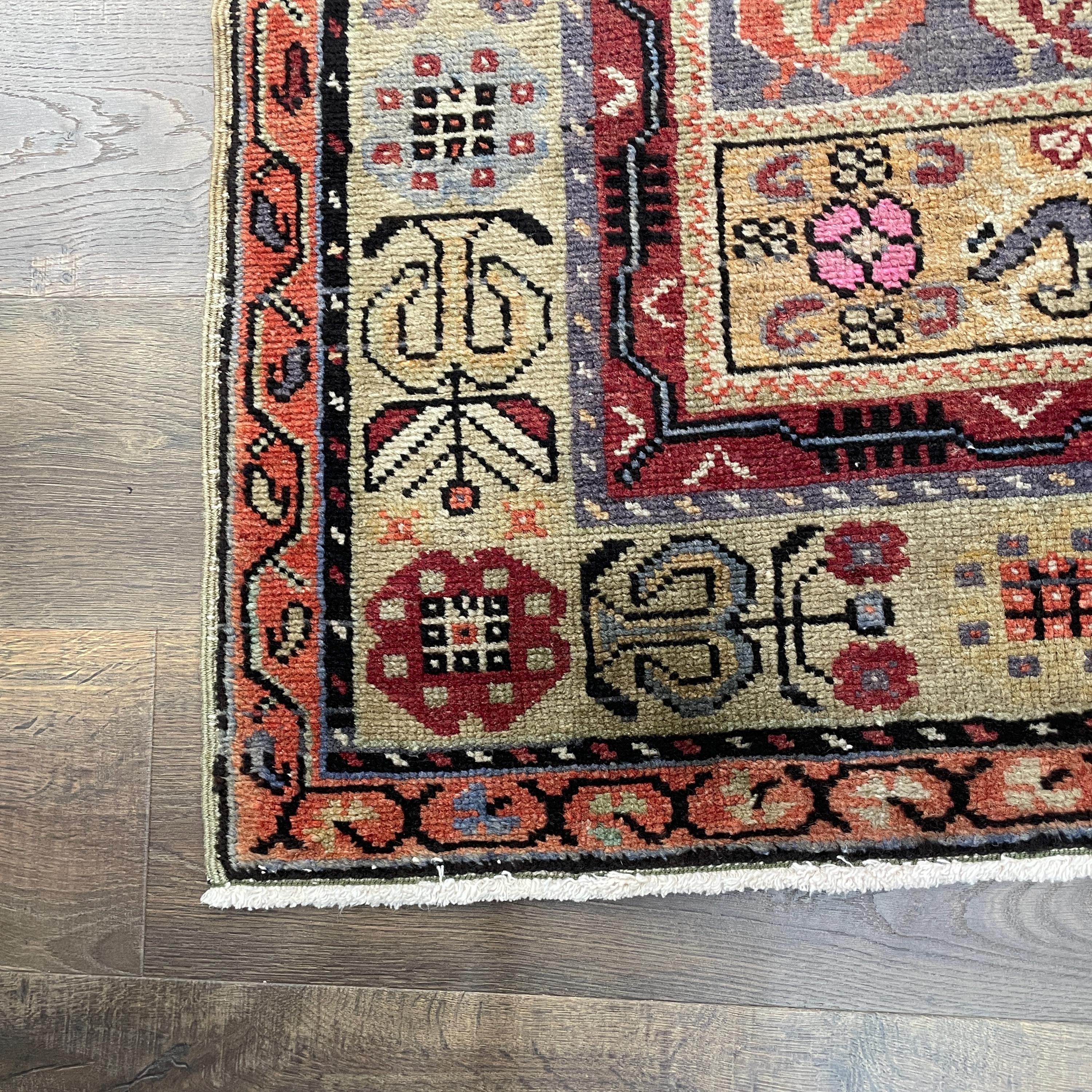 4'x7'7" Handmade Wool Rug - Turkish Vintage Area Rug, Eco-Friendly Home Deco