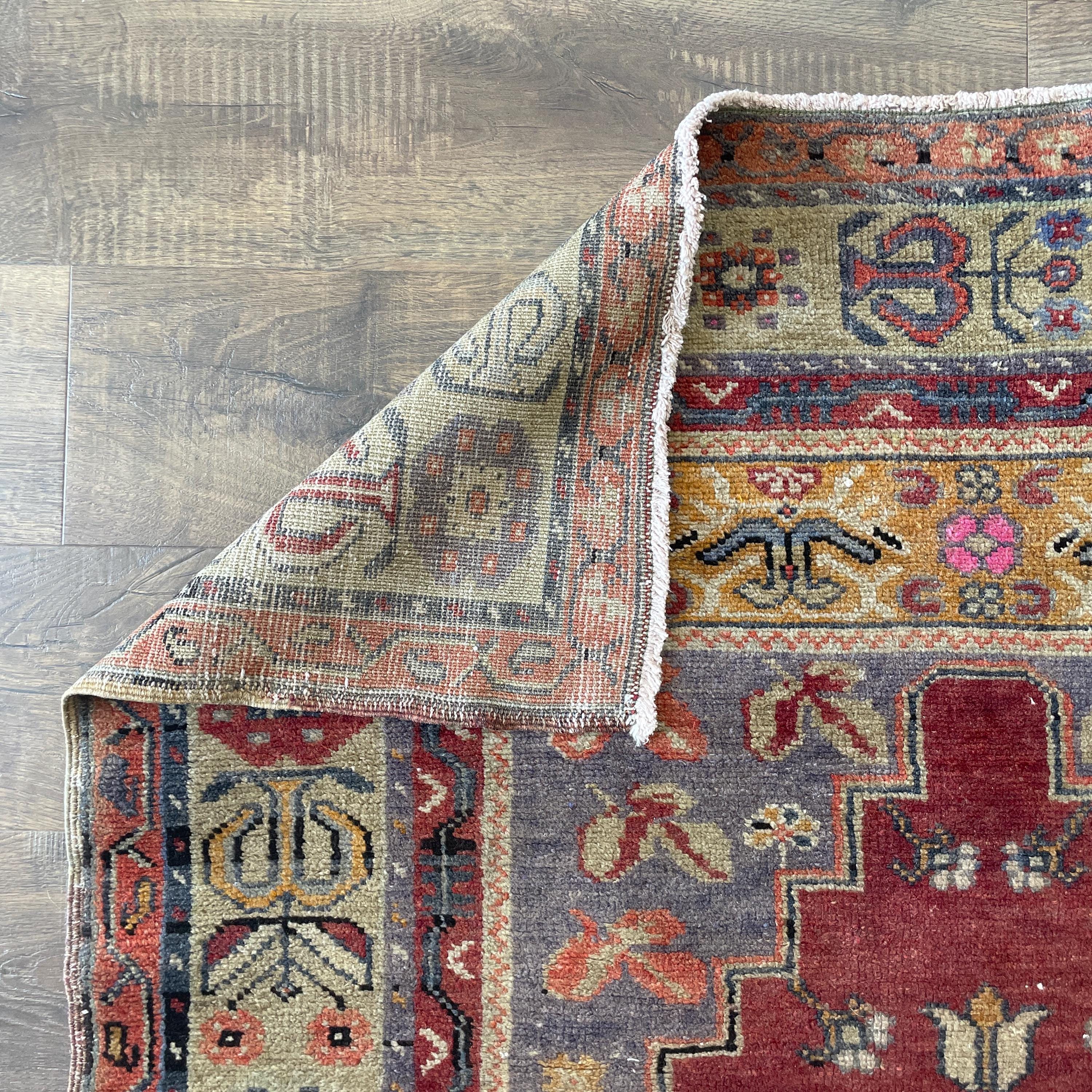 4'x7'7" Handmade Wool Rug - Turkish Vintage Area Rug, Eco-Friendly Home Deco