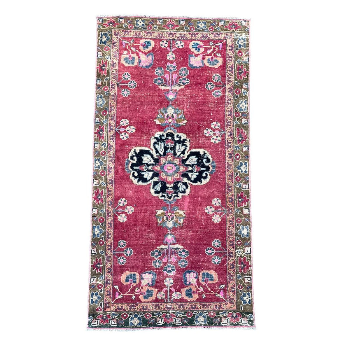 3'x6' Handmade Wool Rug - Turkish Vintage Area Rug, Eco-Friendly Home Decor