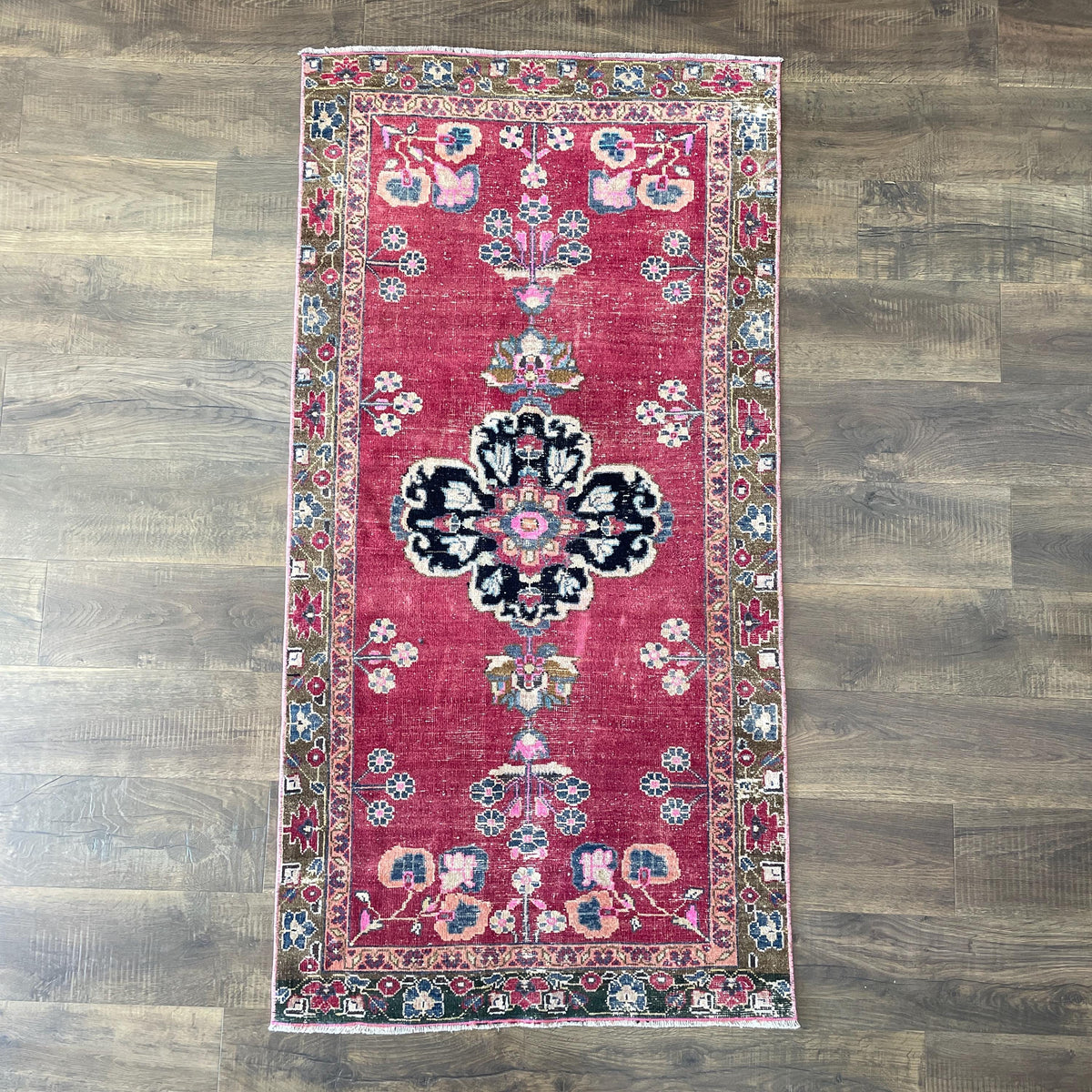 3'x6' Handmade Wool Rug - Turkish Vintage Area Rug, Eco-Friendly Home Decor