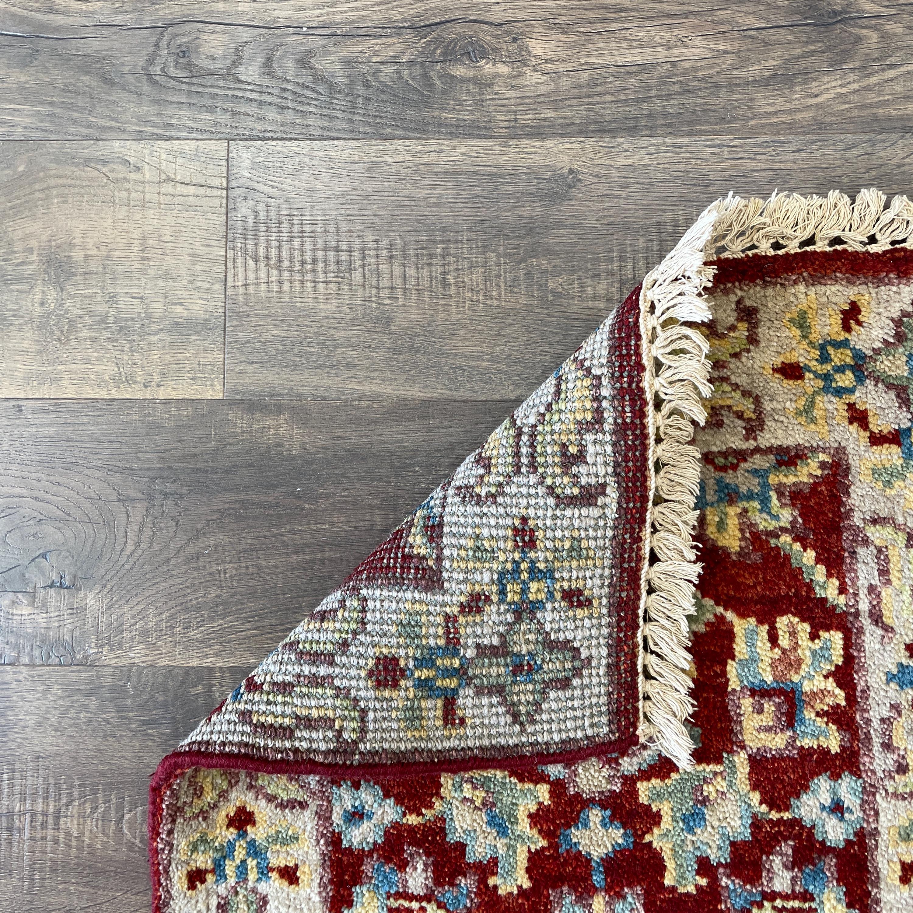 Handmade Wool Accent Rug 2'x3": Small Bohemian Entryway Rug