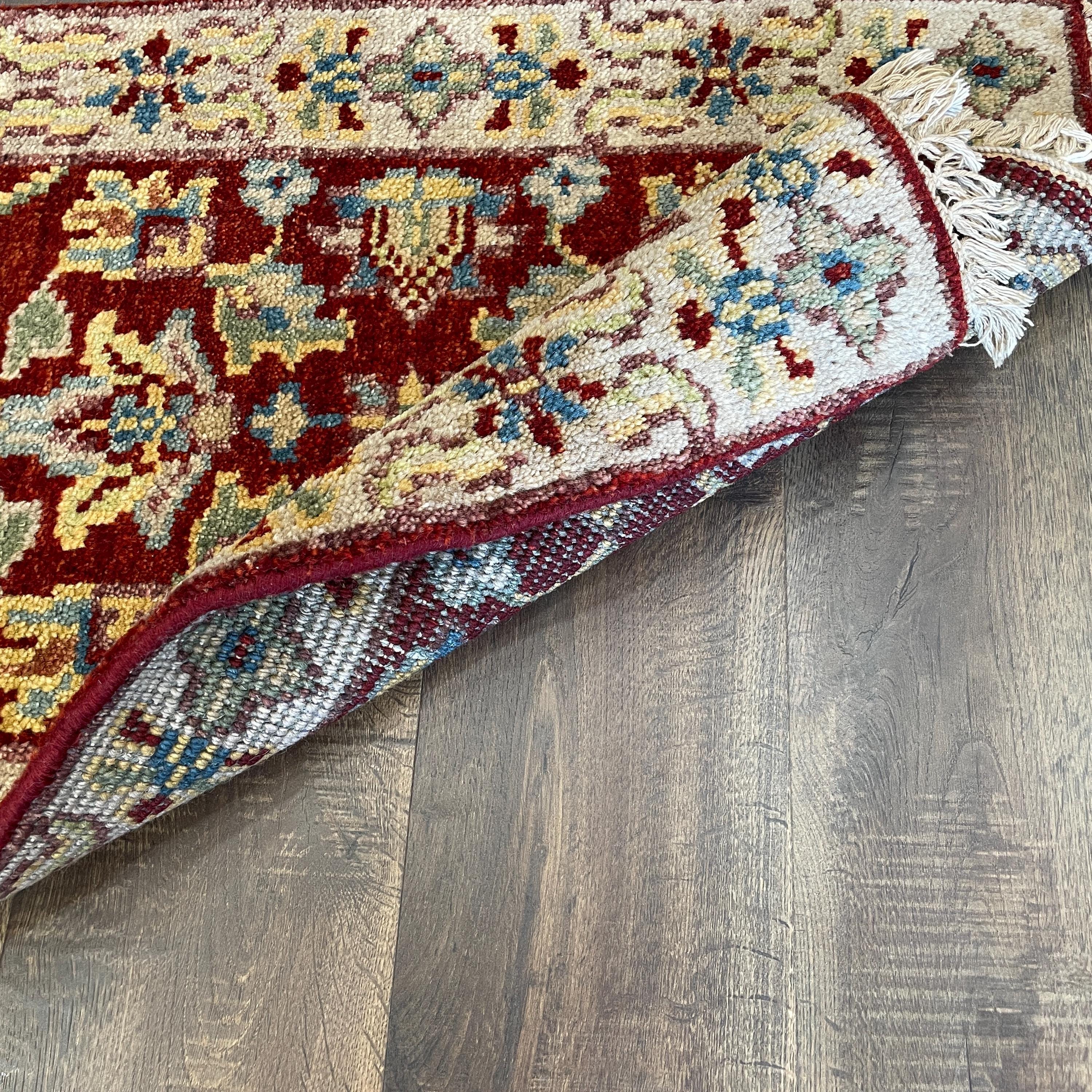 Handmade Wool Accent Rug 2'x3": Small Bohemian Entryway Rug