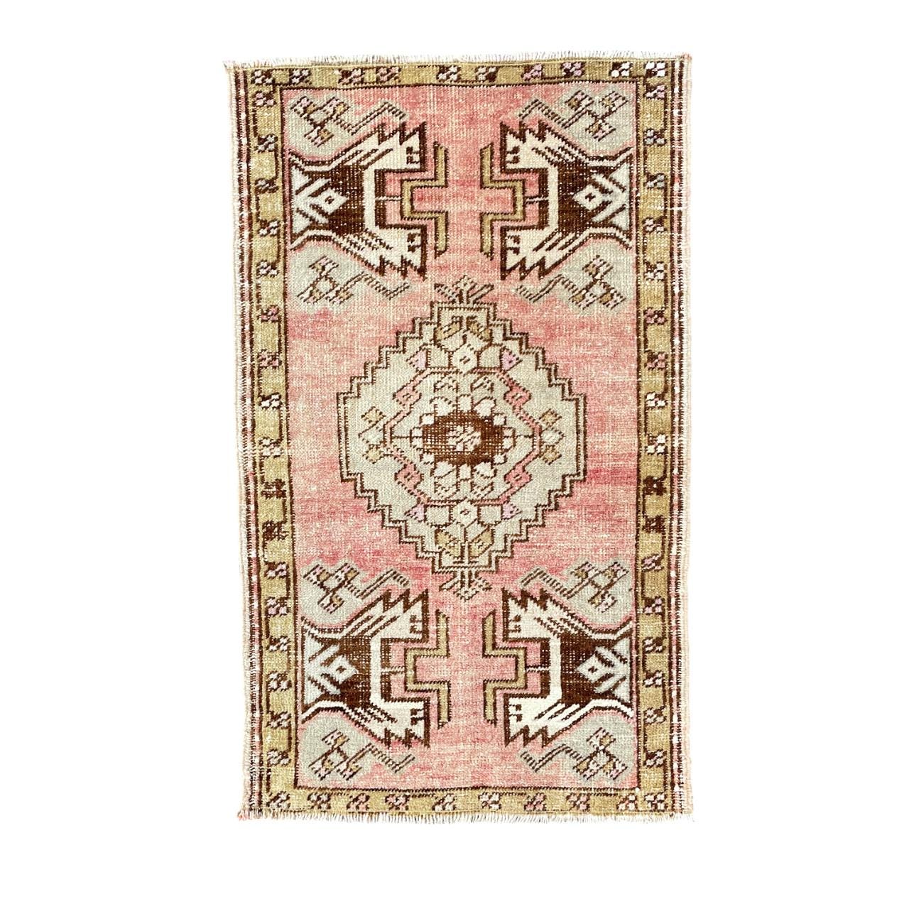 Hand-Knotted Turkish Wool Rug: Vintage Oushak Accent Rug (1'8" x 2'9")