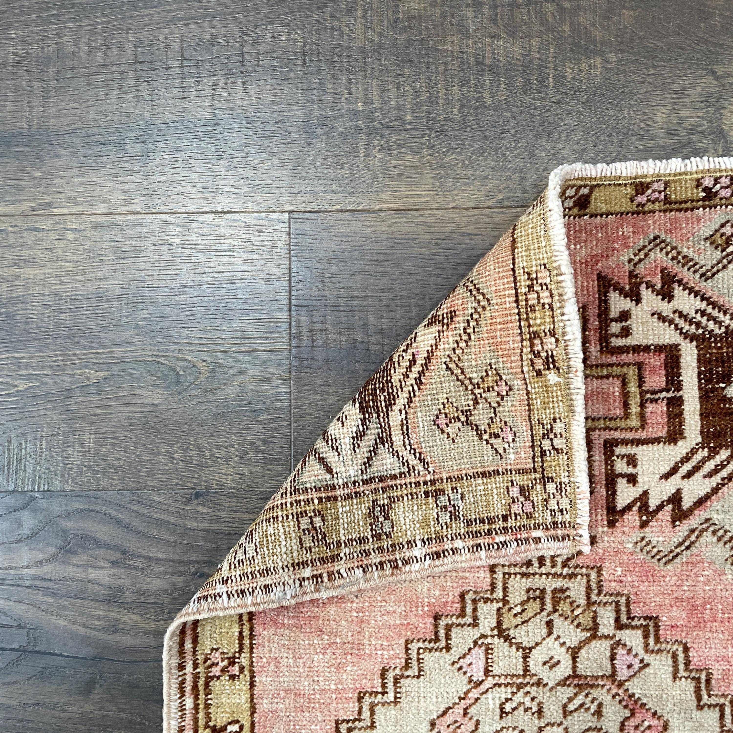 Hand-Knotted Turkish Wool Rug: Vintage Oushak Accent Rug (1'8" x 2'9")