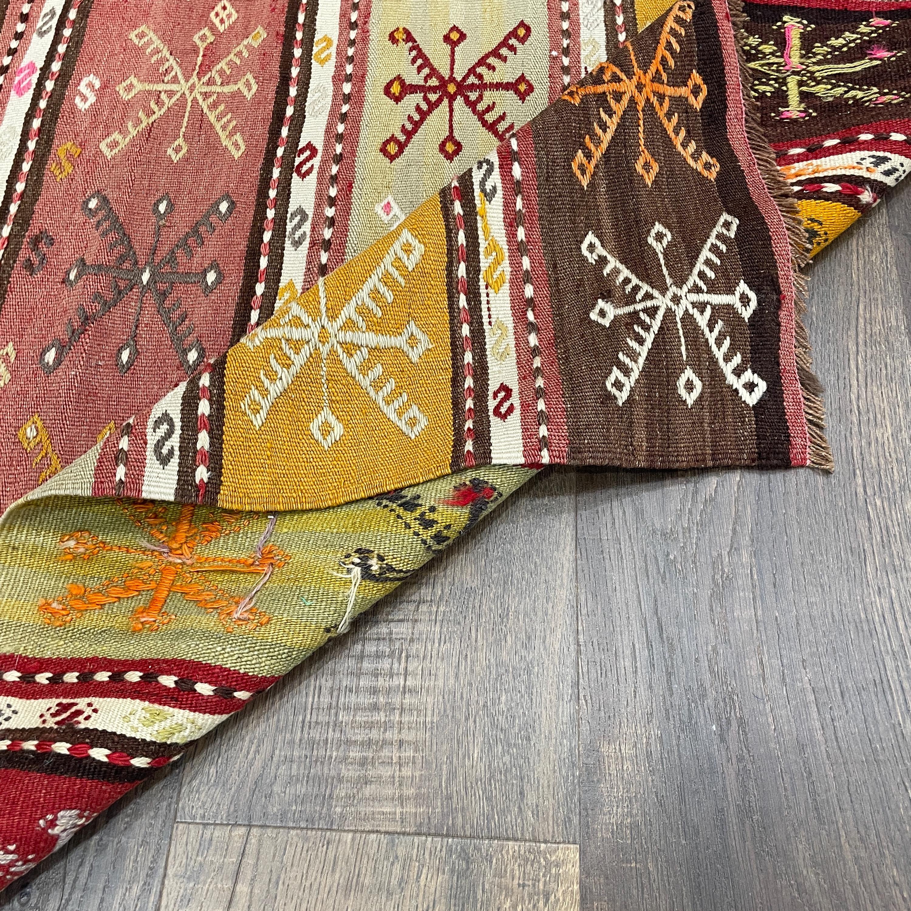 Handwoven Turkish Kilim Rug - 2'3" x 3' Vintage Wool Flatweave | Boho Tribal Small Rug