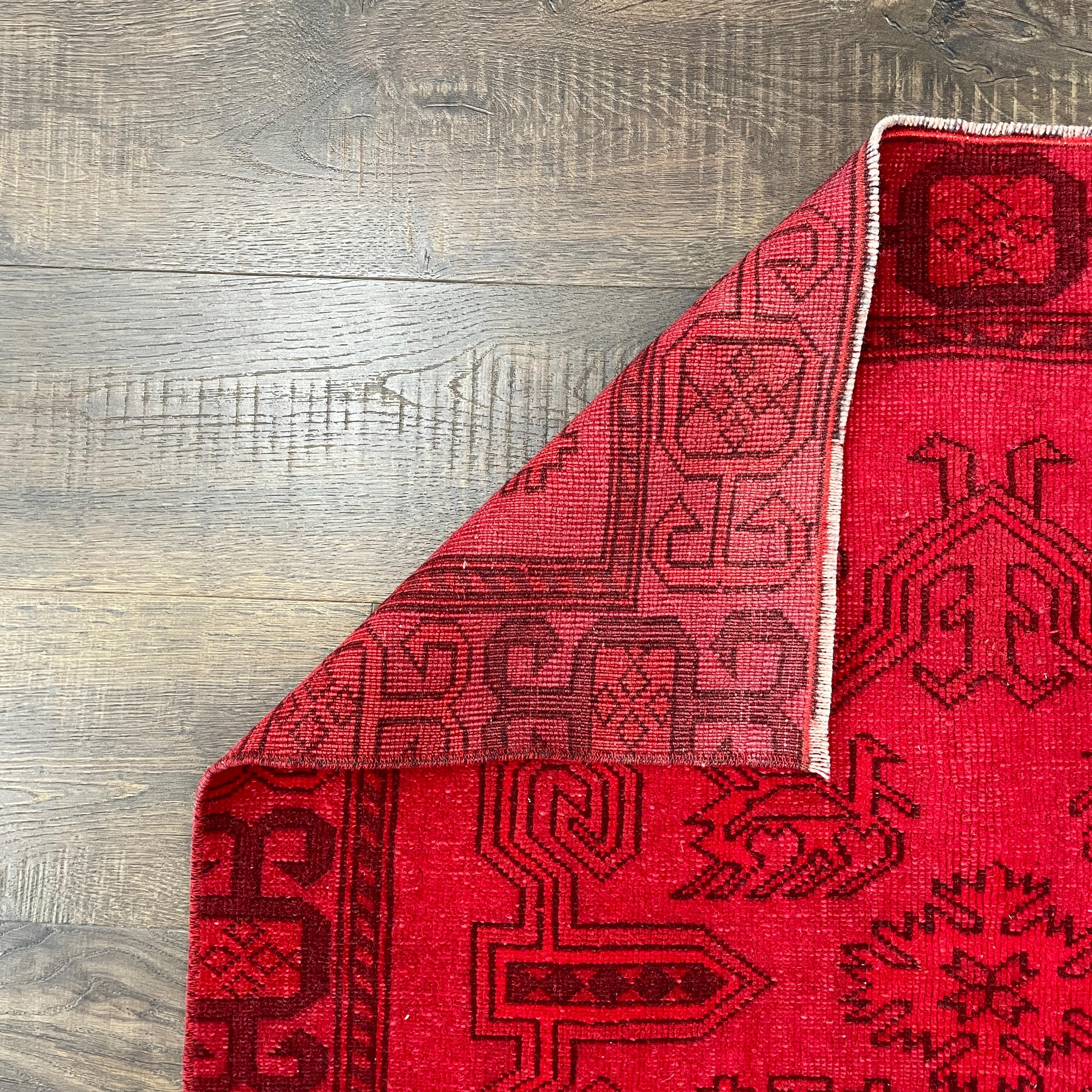 Handmade Wool Rug - 3' x 6'4" Red Vintage Runner | Bohemian Tribal Rug