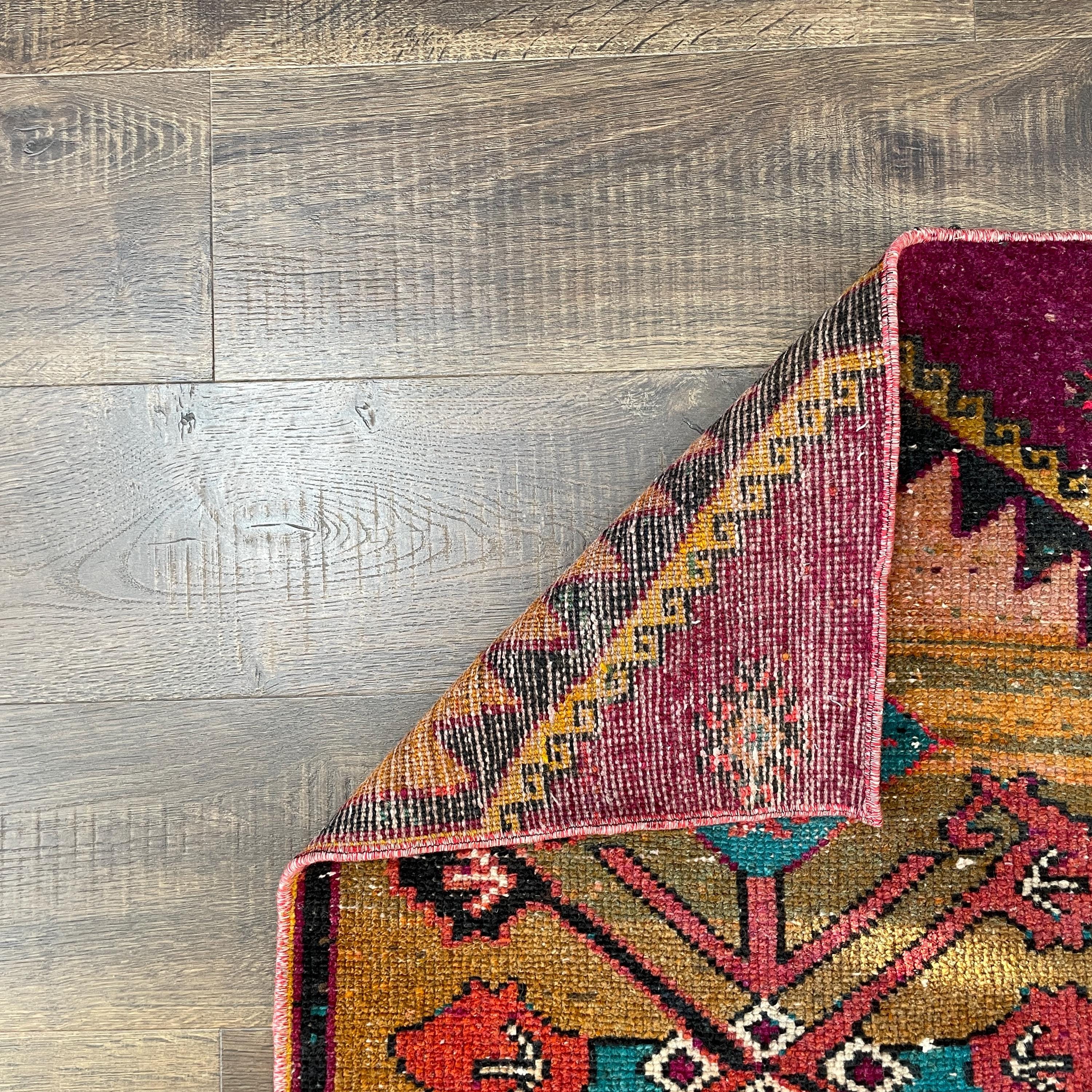 Handmade Wool Rug - 2' x 3'2" Vintage Small Area Rug | Boho Home Decor