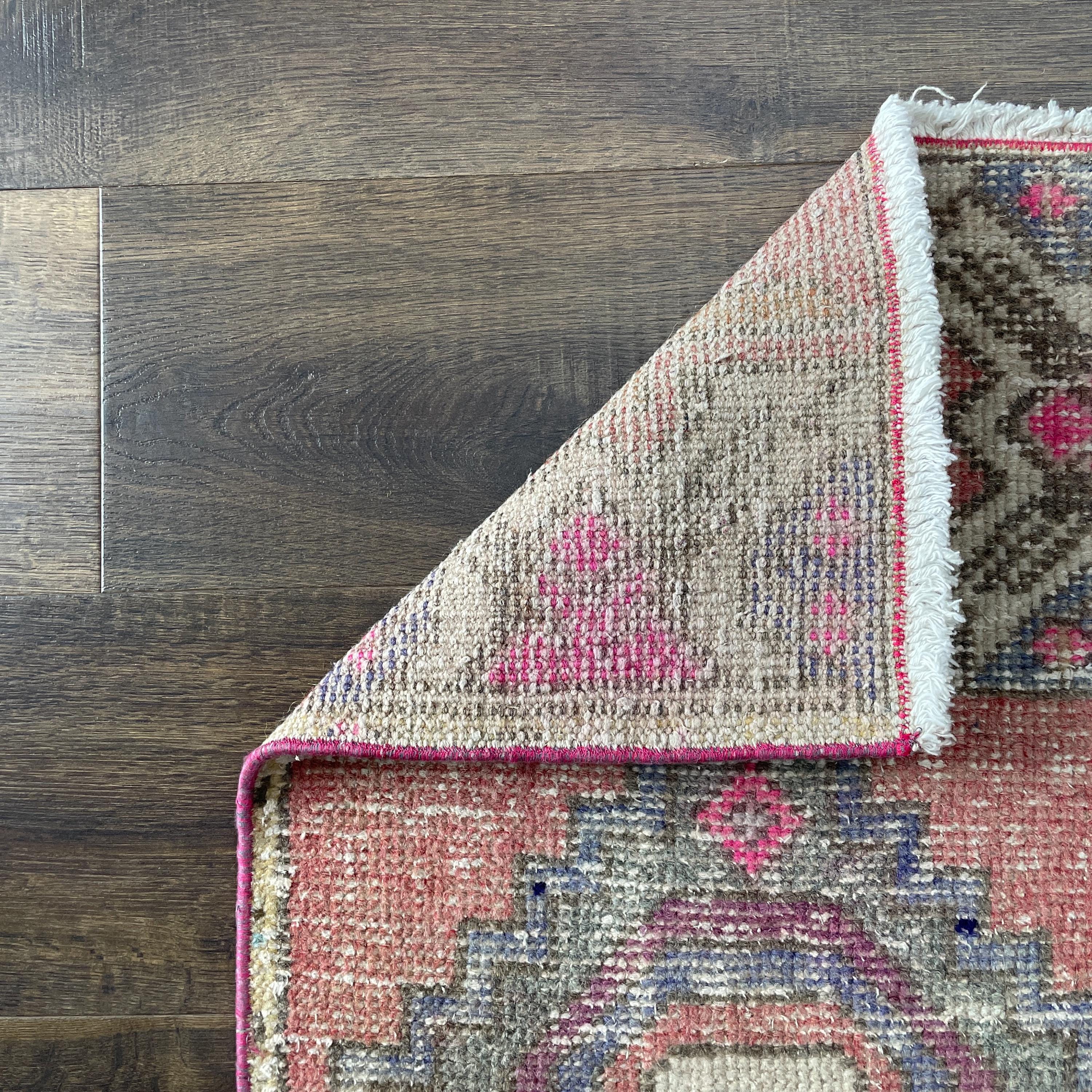 1'6" x 3' Handmade Turkish Wool Rug - Vintage Small Runner | Boho Tribal Carpet