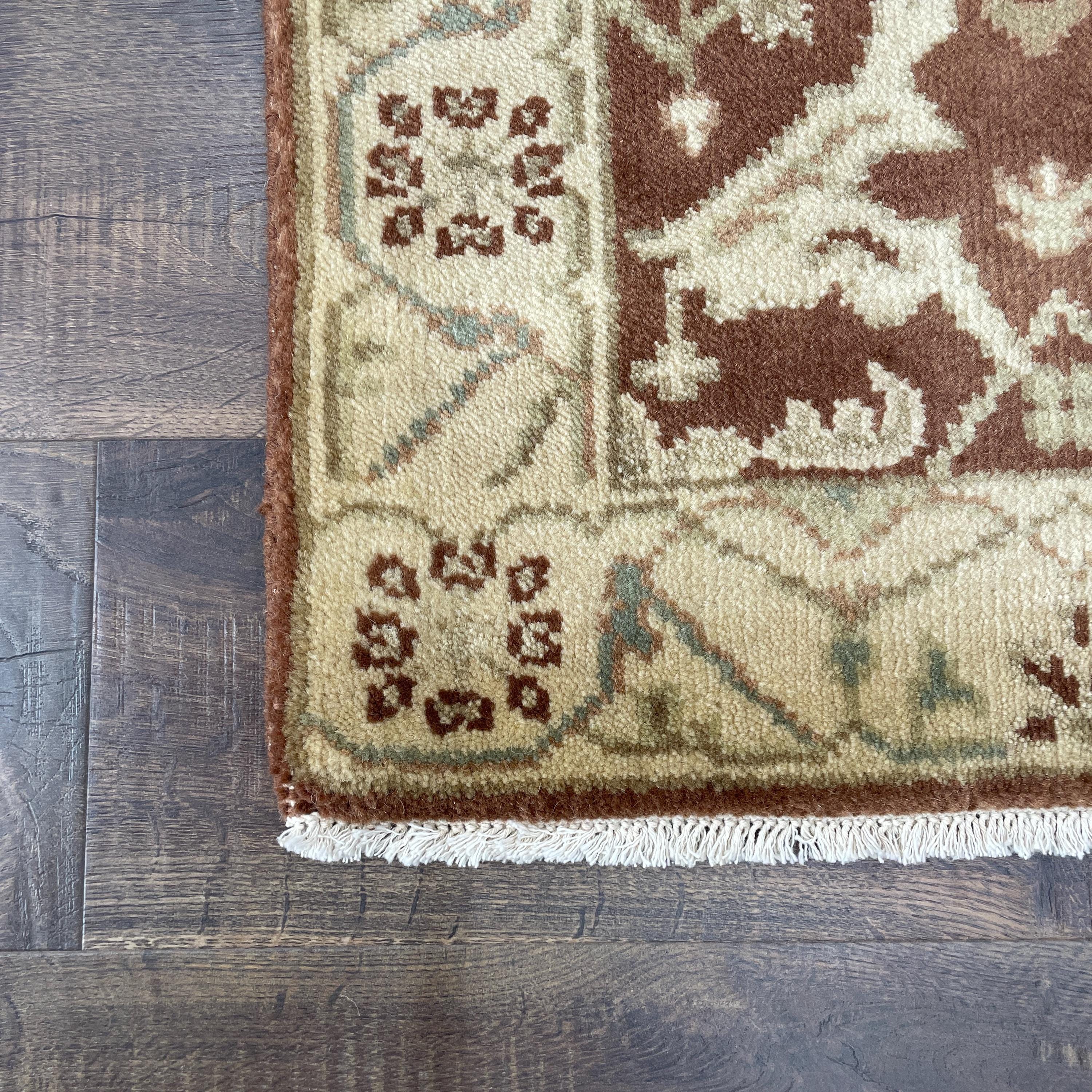 Handmade Turkish Wool Rug (2' x 3'3") - Vintage Brown Boho Area Rug