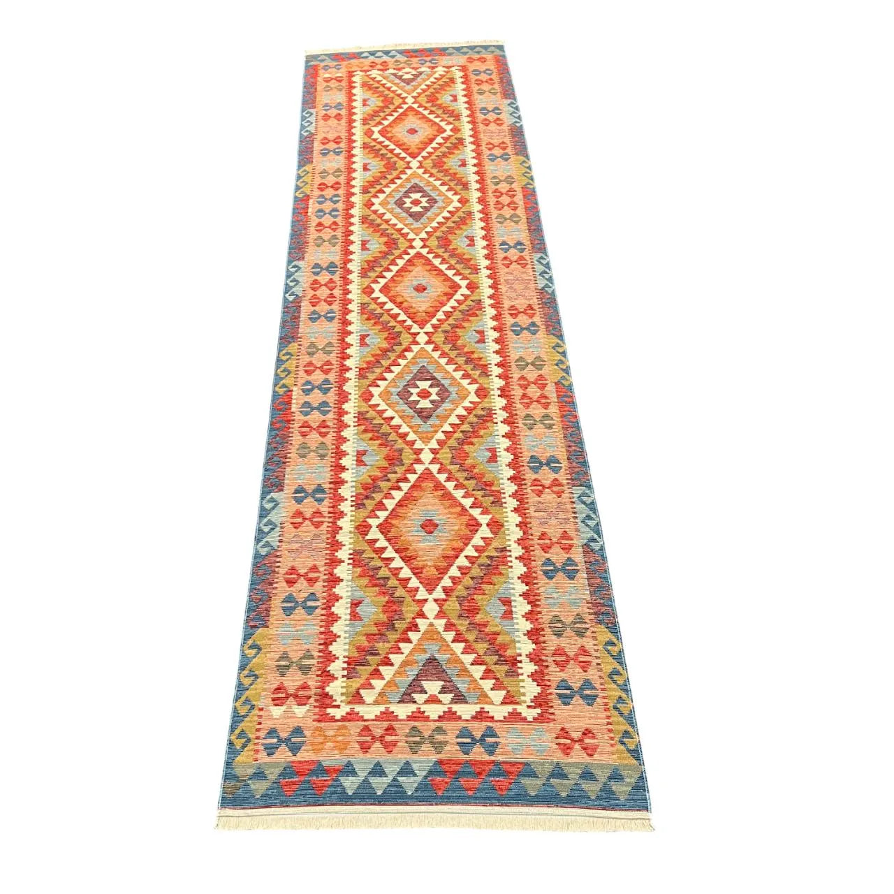 Bohemian Kilim Rug: Woven Cotton Tribal Flatweave - Warm Rich Colors