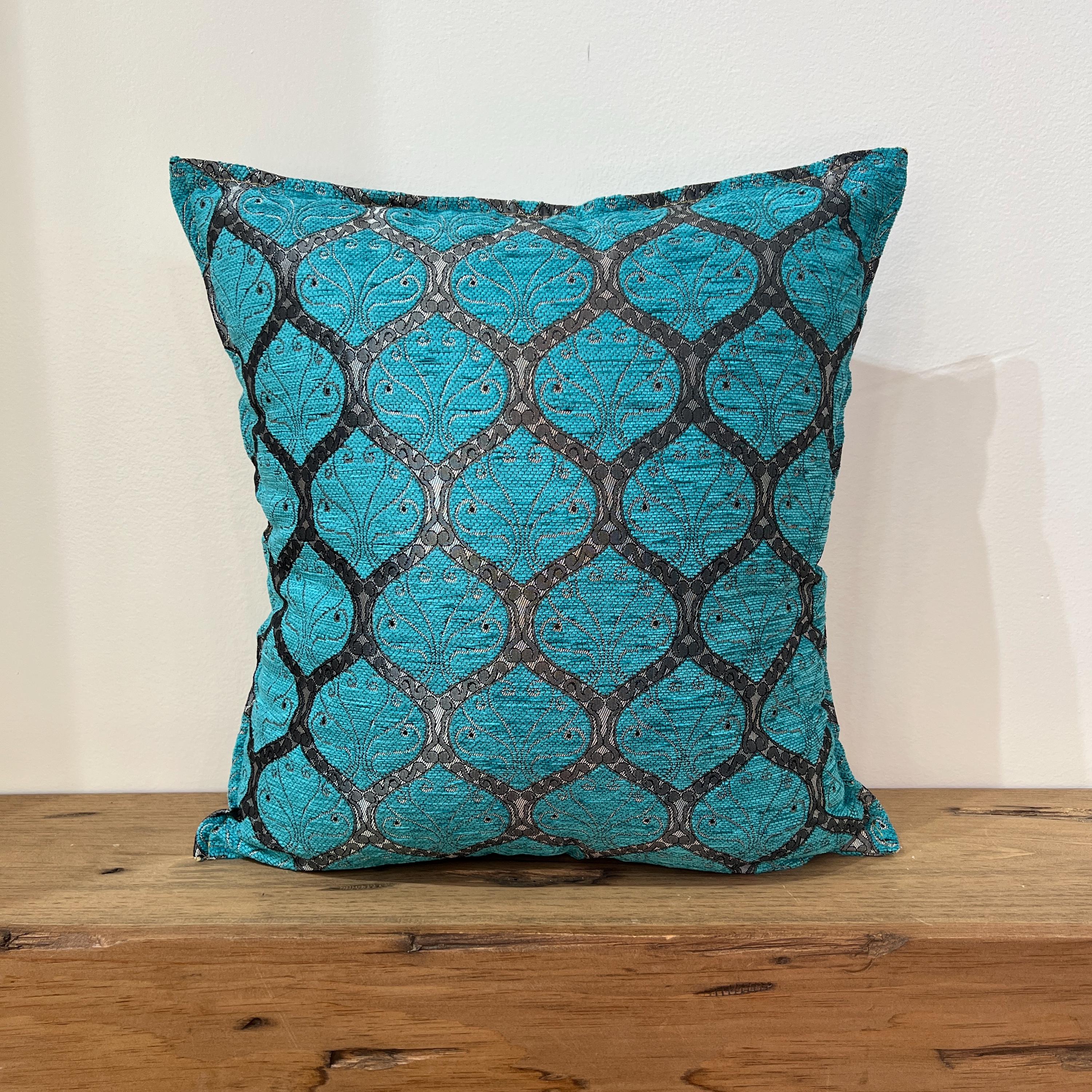 Turquoise Turkish Pillow Cover, Bright Blue Luxury Bohemian Home Decor, Mediterranean Throw Pillowcase - 18 & 20 Inches