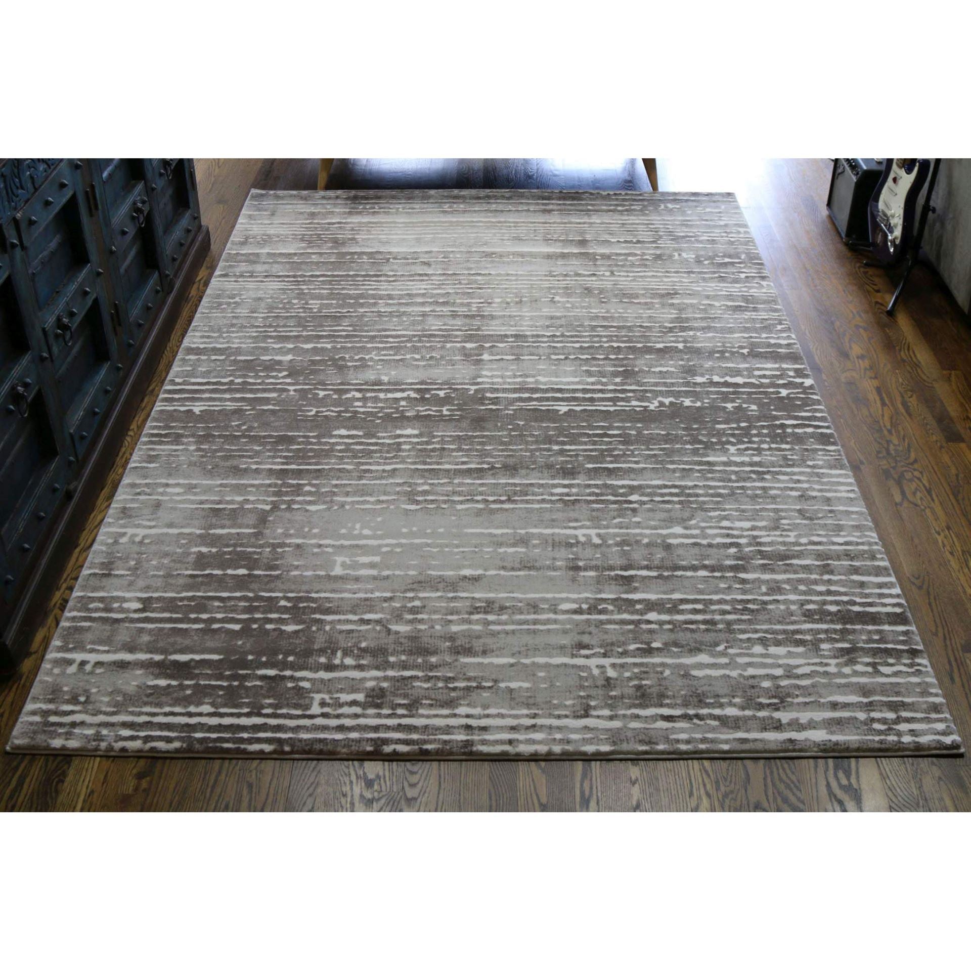 Sofia 3D Textured Brown Striped Rug