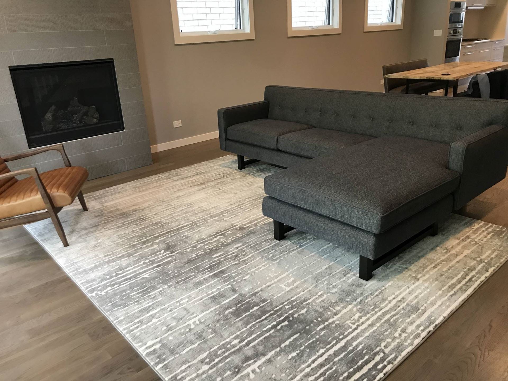 Sofia 3D Textured Gray Striped Rug