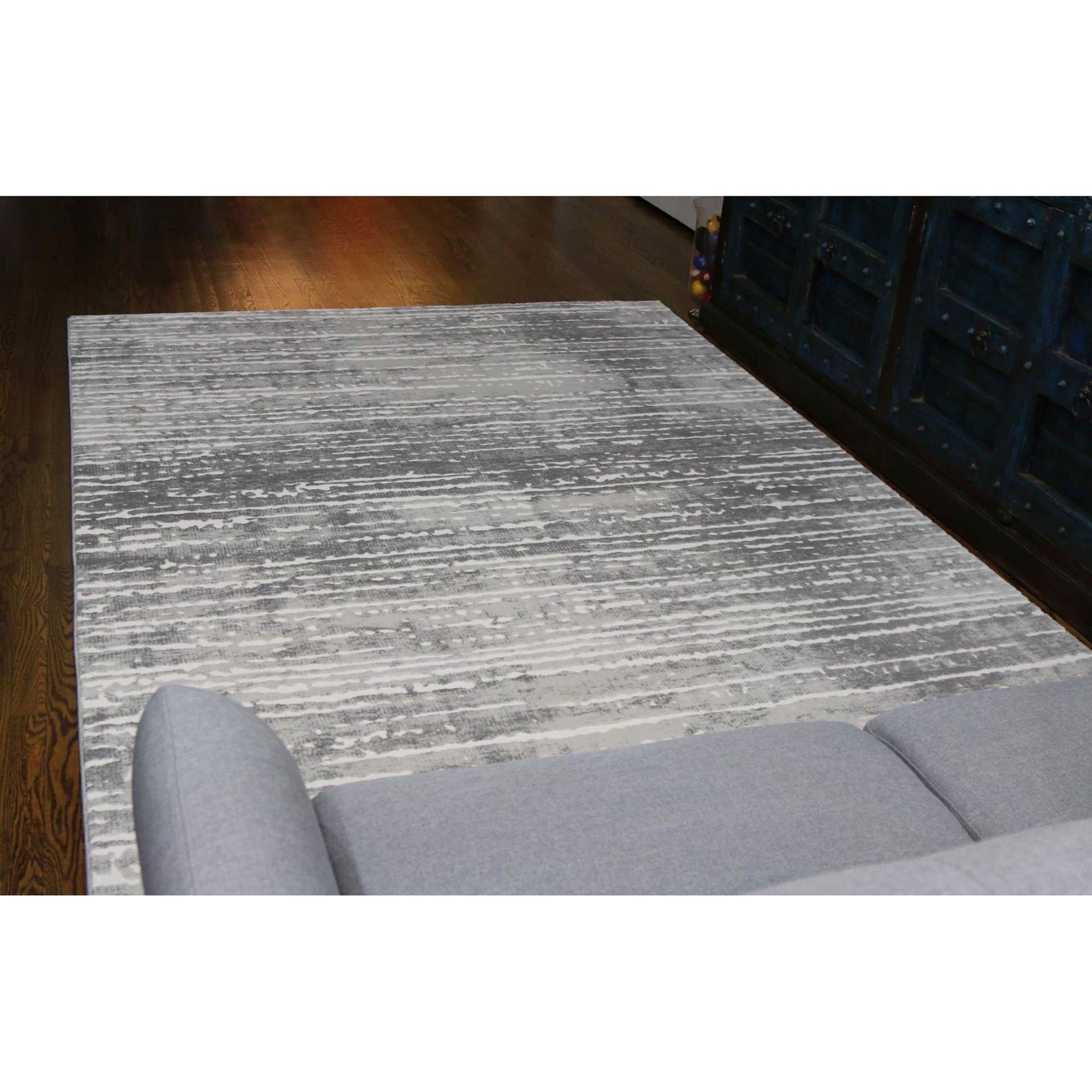 Sofia 3D Textured Gray Striped Rug