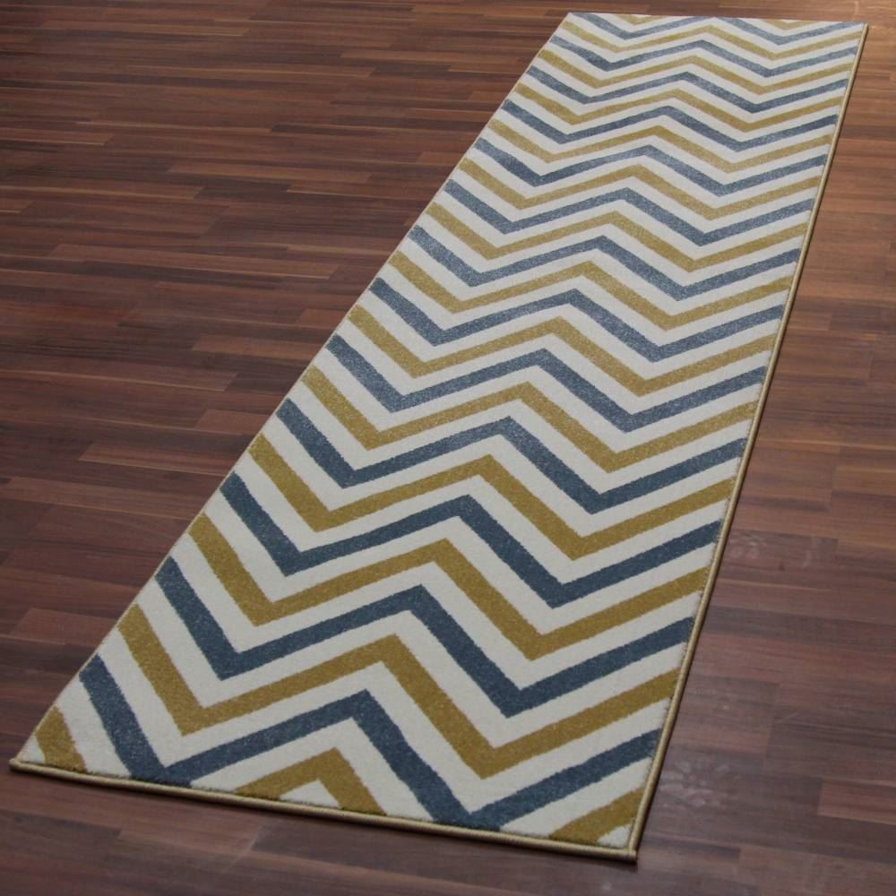 Chevron Blue & Yellow Rug