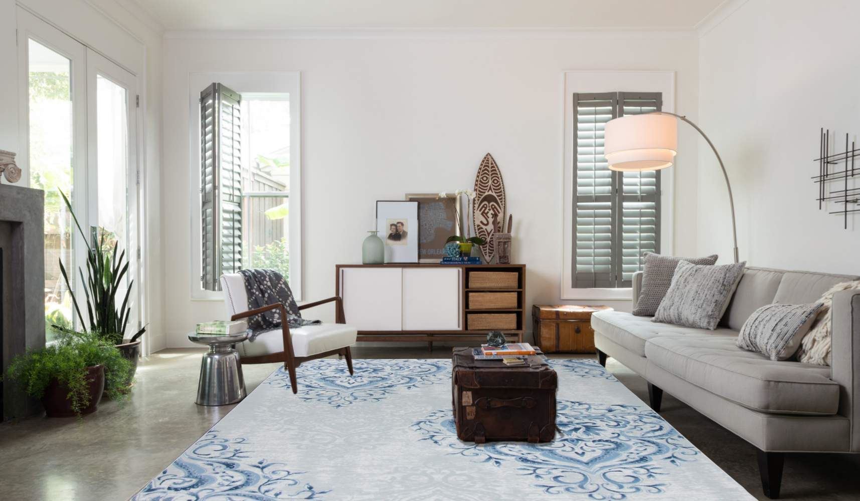Damask Tonal Blue Rug