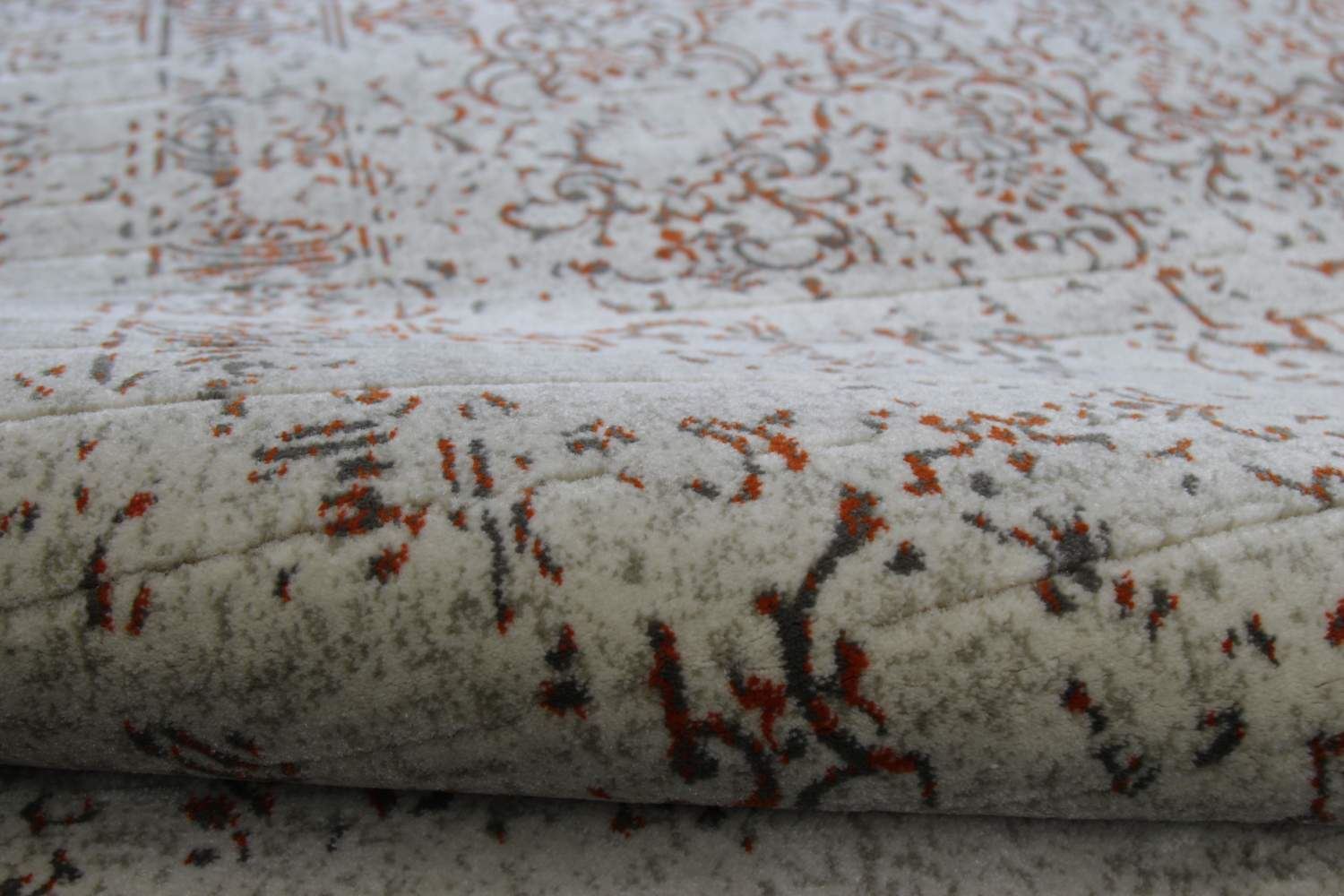 Pacific Turkish Distressed Rug with Orange and Gray