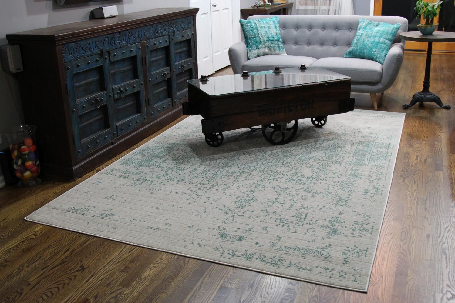 Pacific Turkish Distressed Teal Rug