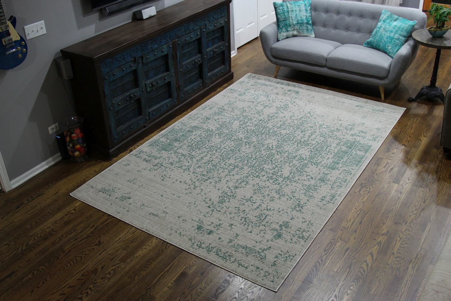 Pacific Turkish Distressed Teal Rug