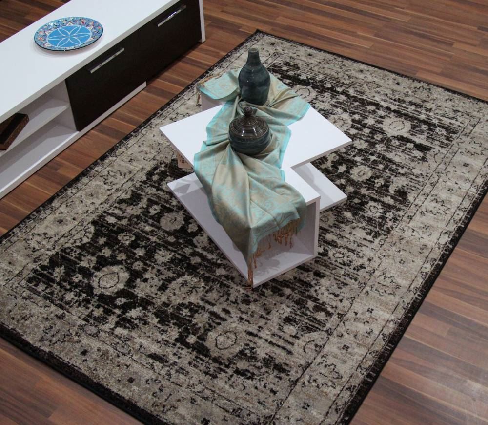 Distressed Vintage Brown Rug
