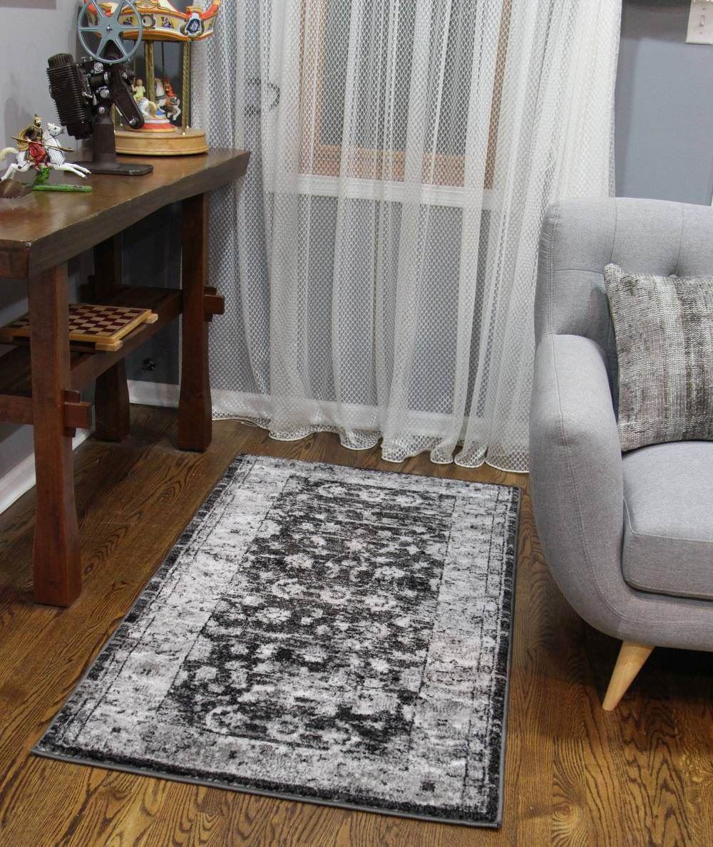 Distressed Vintage Gray Rug