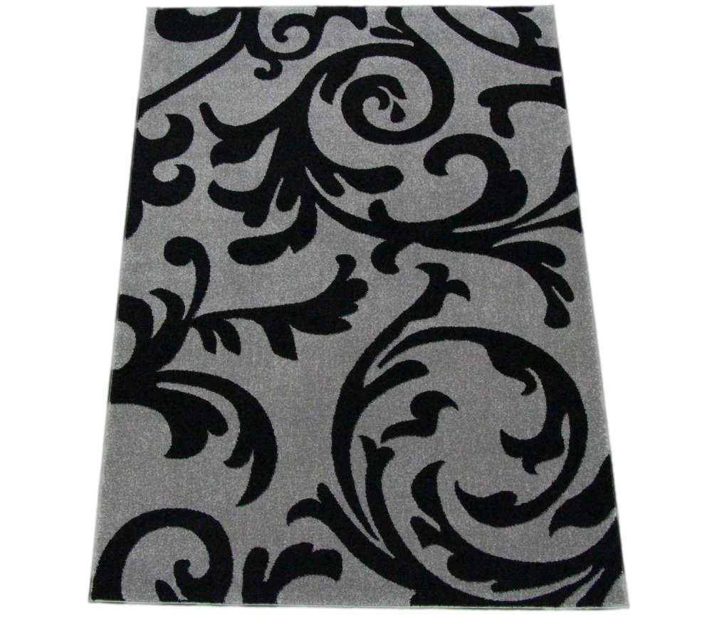 Floral Vine Patterned Gray Rug