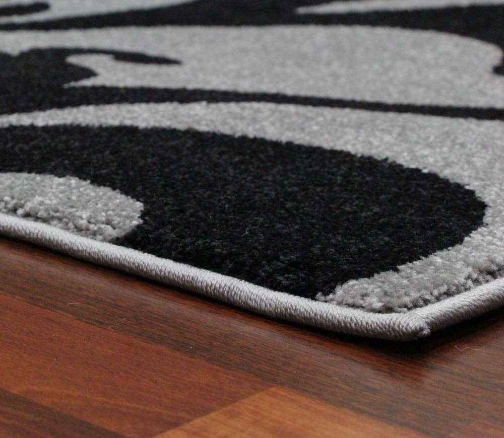 Floral Vine Patterned Gray Rug