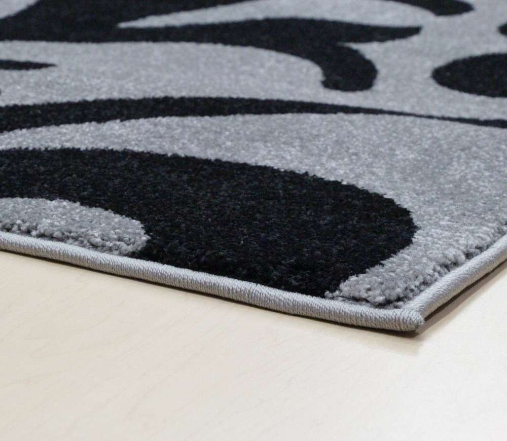 Floral Vine Patterned Gray Rug