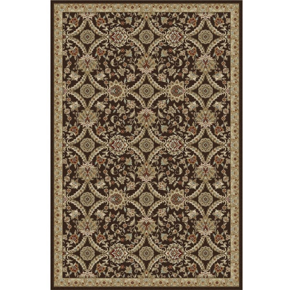 Oriental Brown Rug with All Over Pattern