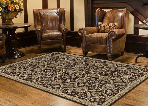 Oriental Brown Rug with All Over Pattern