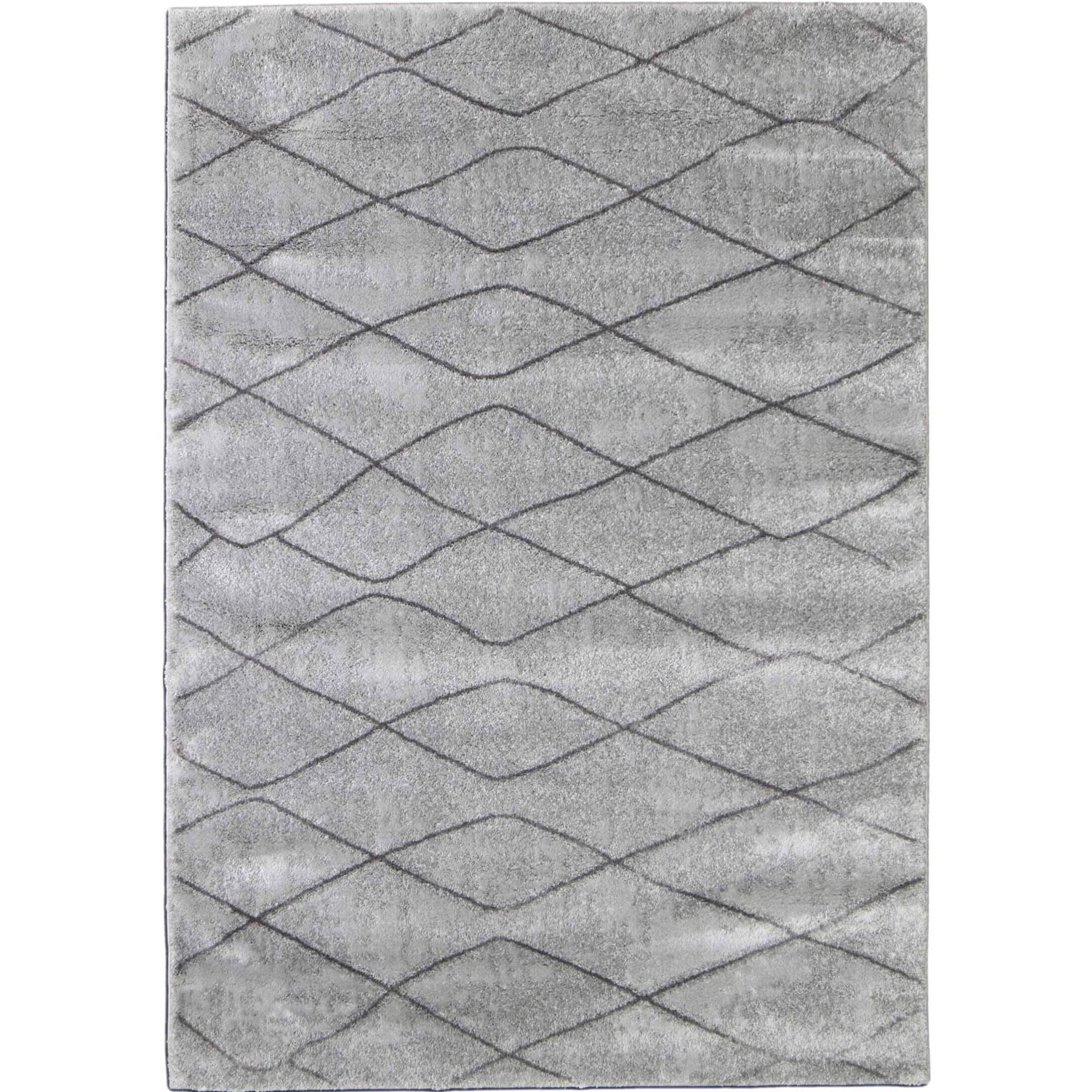 Soft Plush Gray Lattice Rug