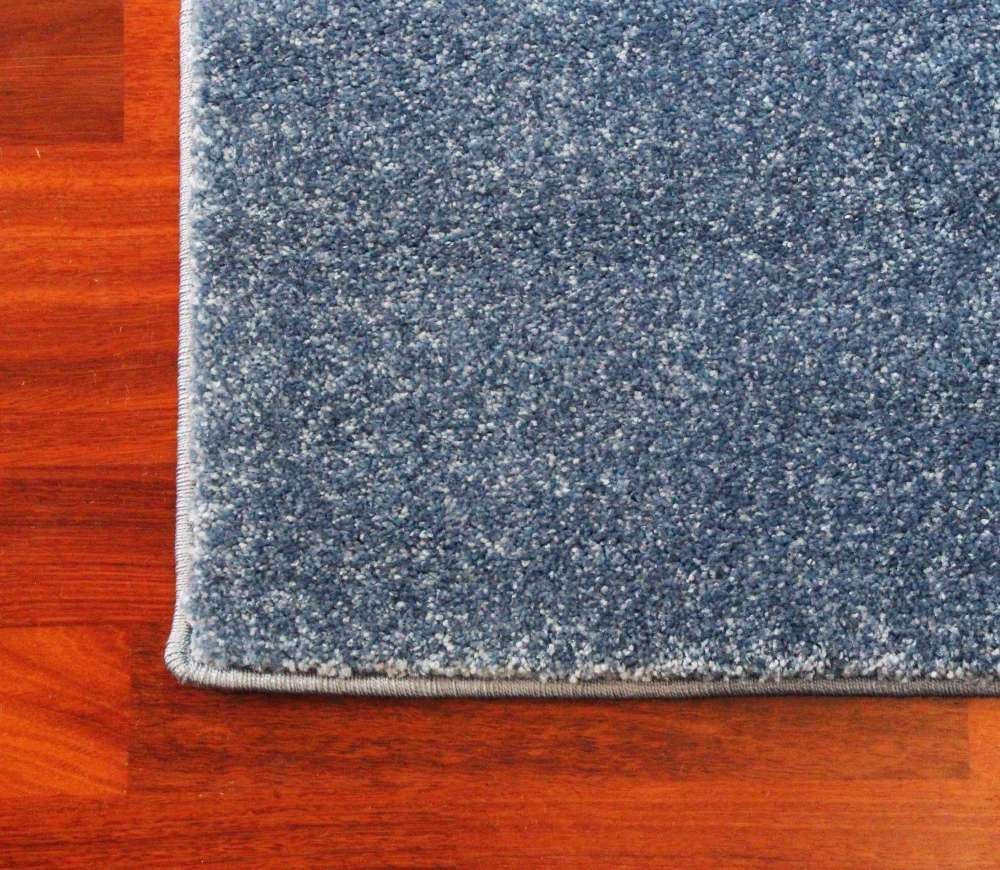 Solid Plain Dense Rug Blue