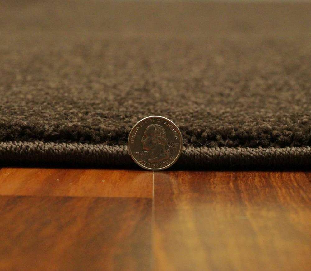 Solid Plain Dense Rug Brown