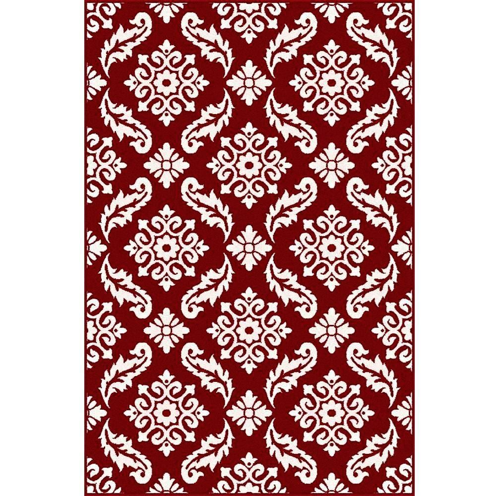 Transitional Floral Red Rug