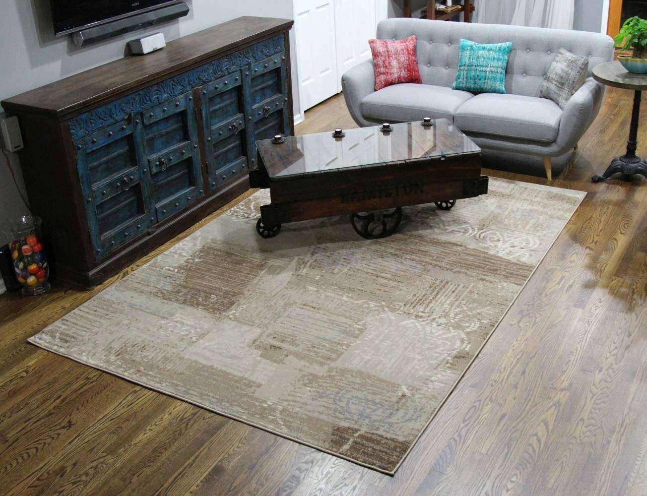 Versatile Faded Brown & Blue Rug