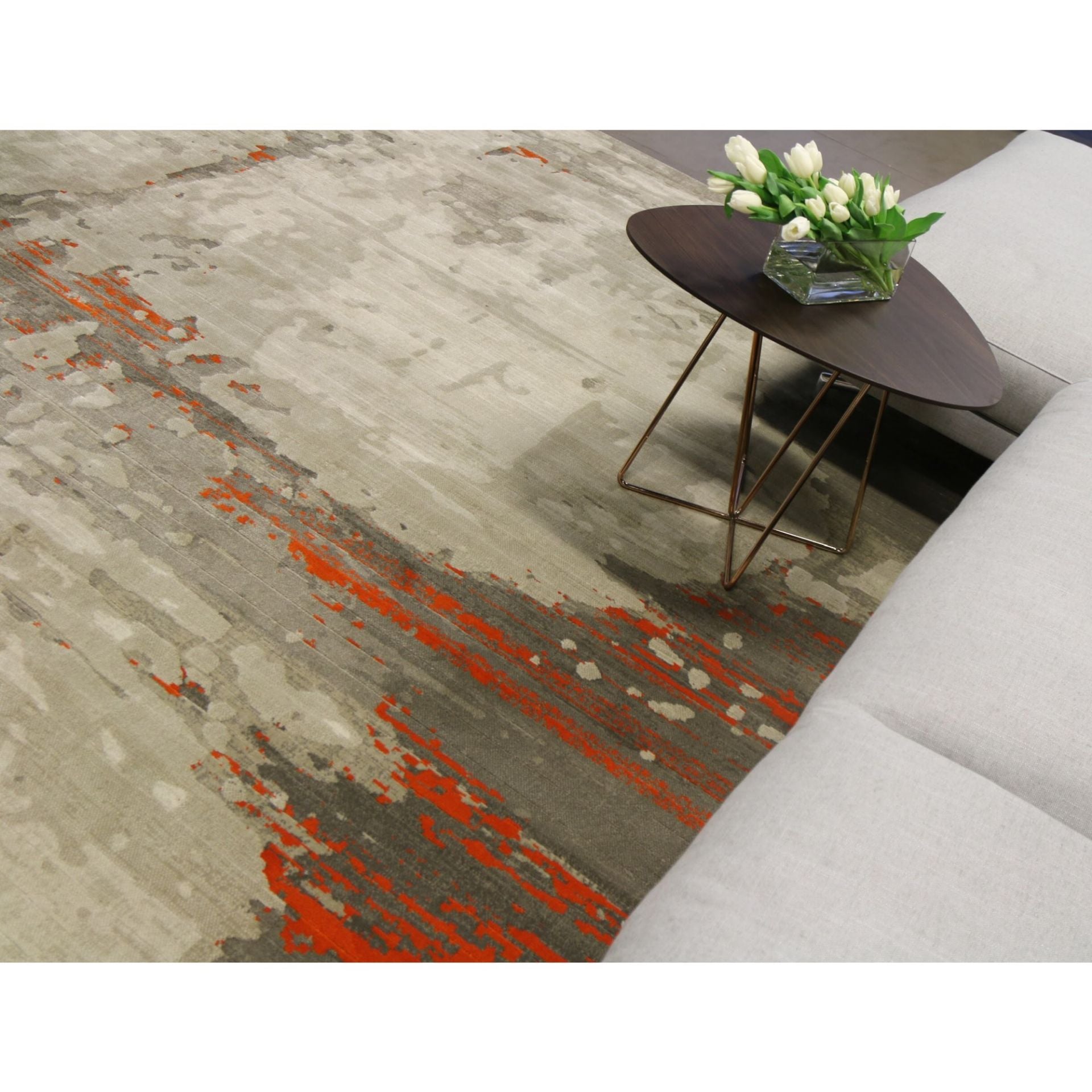 Pacific Orange Gray Abstract Rug