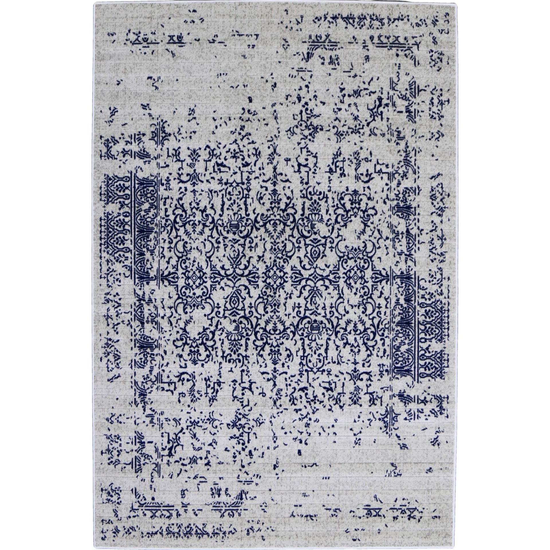 Pacific Turkish Distressed Rug with Light Gray and Blue